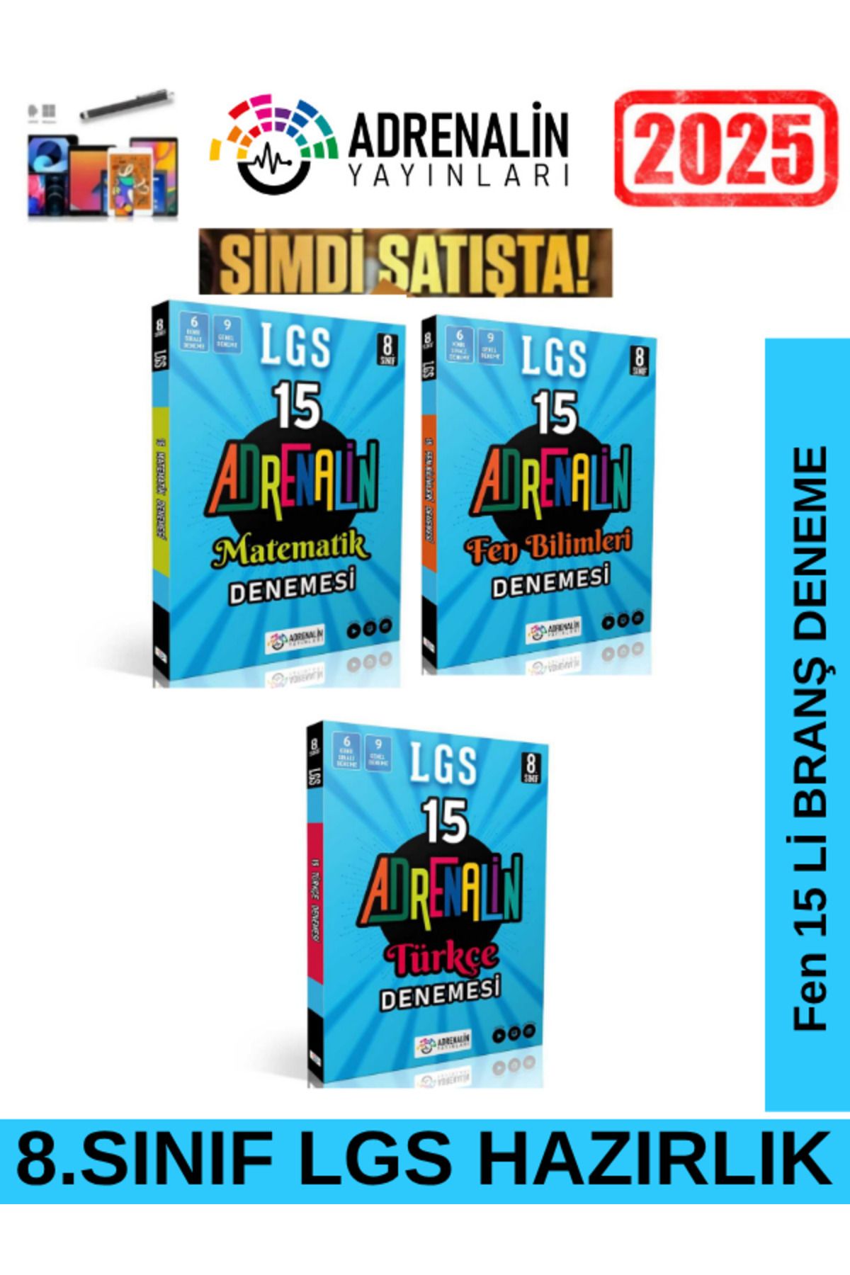 Fenomen Yayıncılık ADRENALİN 8.Sınıf Matematik15-Fen15-Türkçe15 Branş Deneme Seti+Kalem