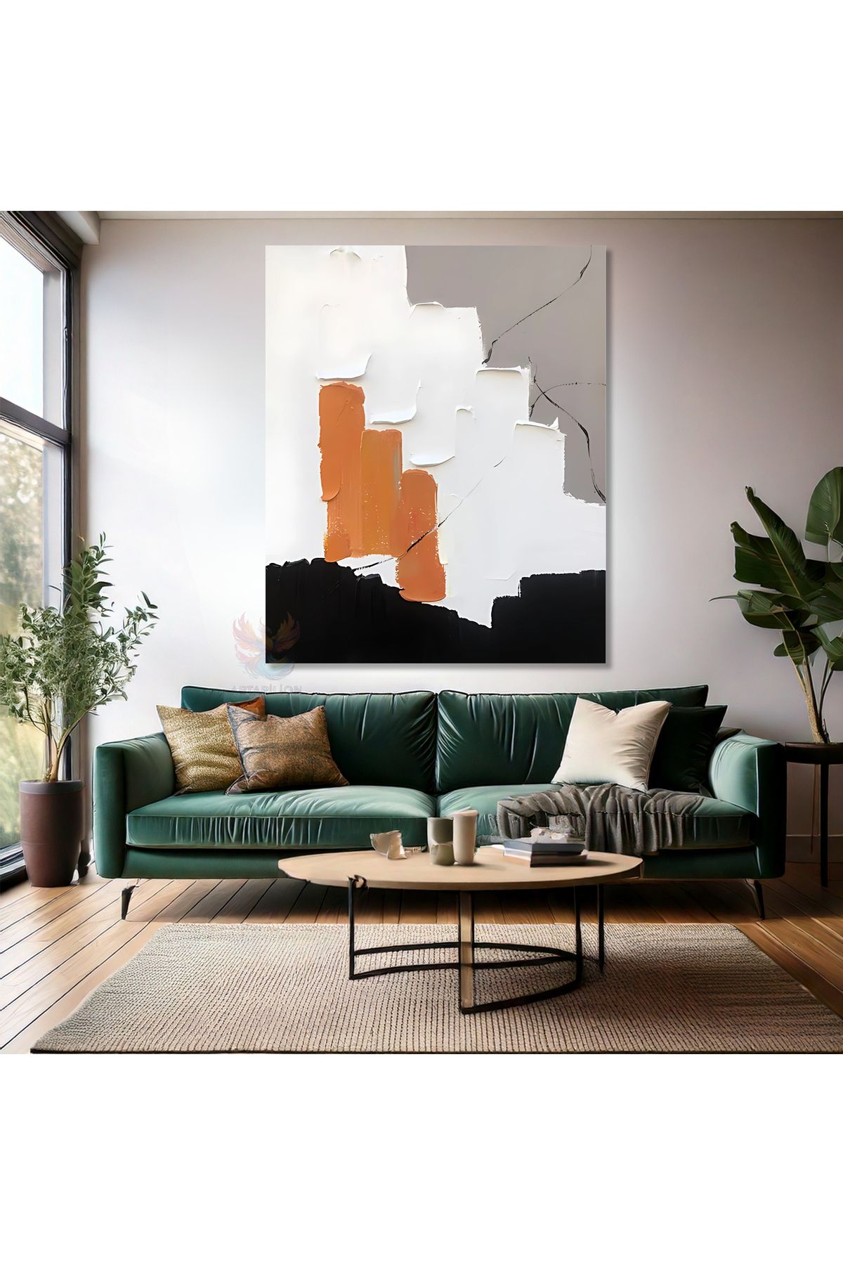 Artarilion Yağlı Boya Görünümlü Soyut Kanvas Tablo Fırça Darbeleri Modern Salon Tablosu Kanvas Duvar Tablosu