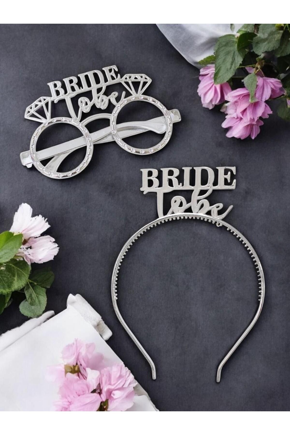 Parti Adresi Bride To Be Taç Gözlük Set Bekarlığa Veda Parti Aksesuarı Gümüş