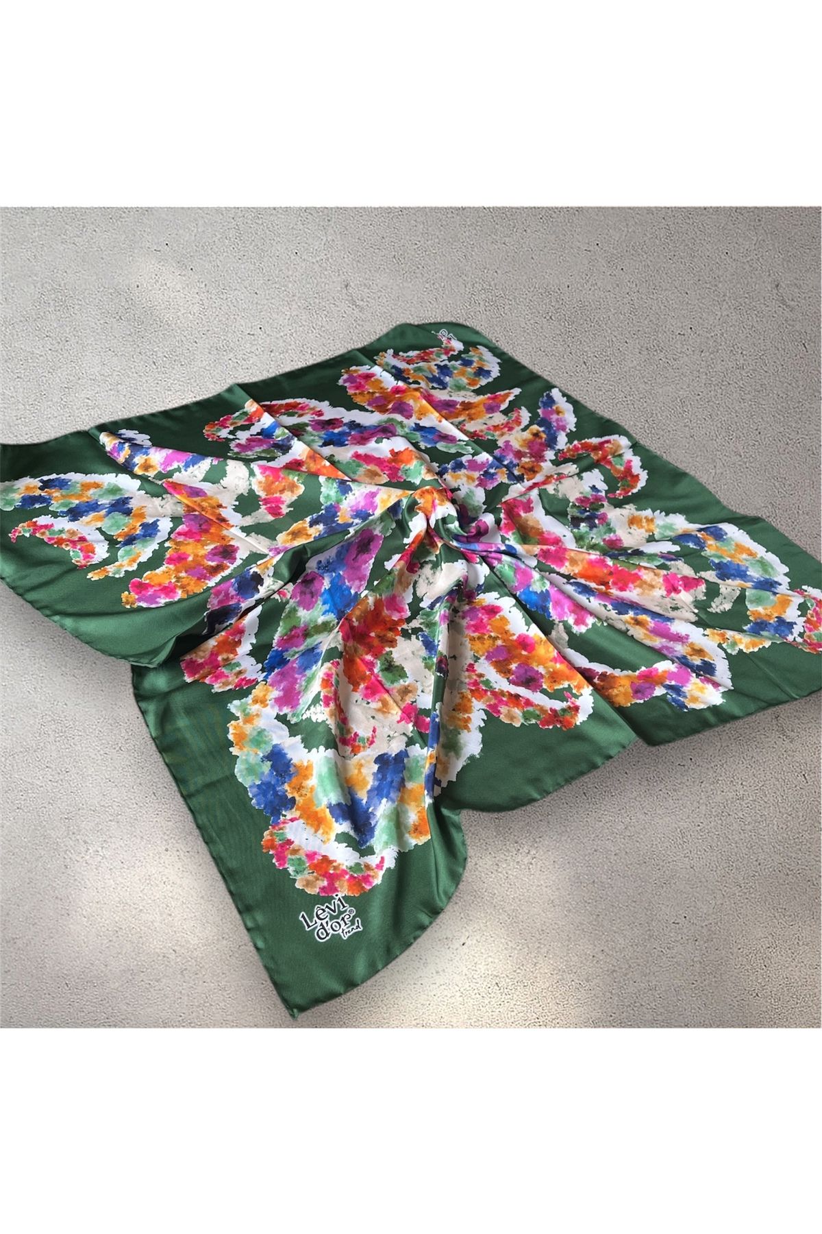 Butik Levidor Eşarp Çiçek Desenli Yeşil