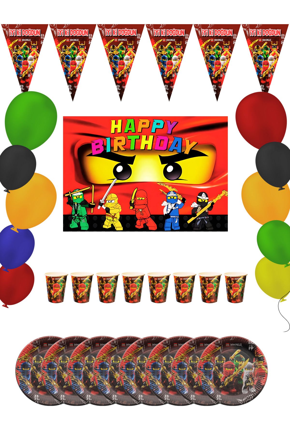 snowparty Ninjago Bayraklı Ve Afişli Doğum Günü Parti Malzemeleri Süsleri Seti