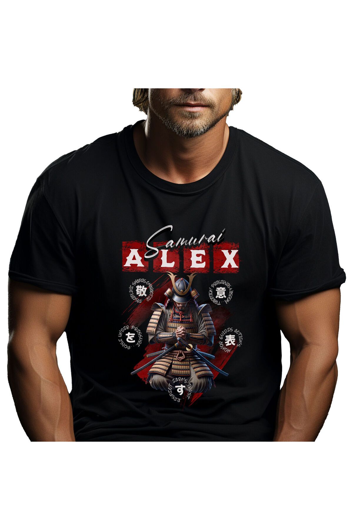 StoryGift Romania Tricou Barbati Cu Samurai Ninja Cultura Chinezeasca Armura Rugaciune Cu Imprimeu,black_s Masculin - S