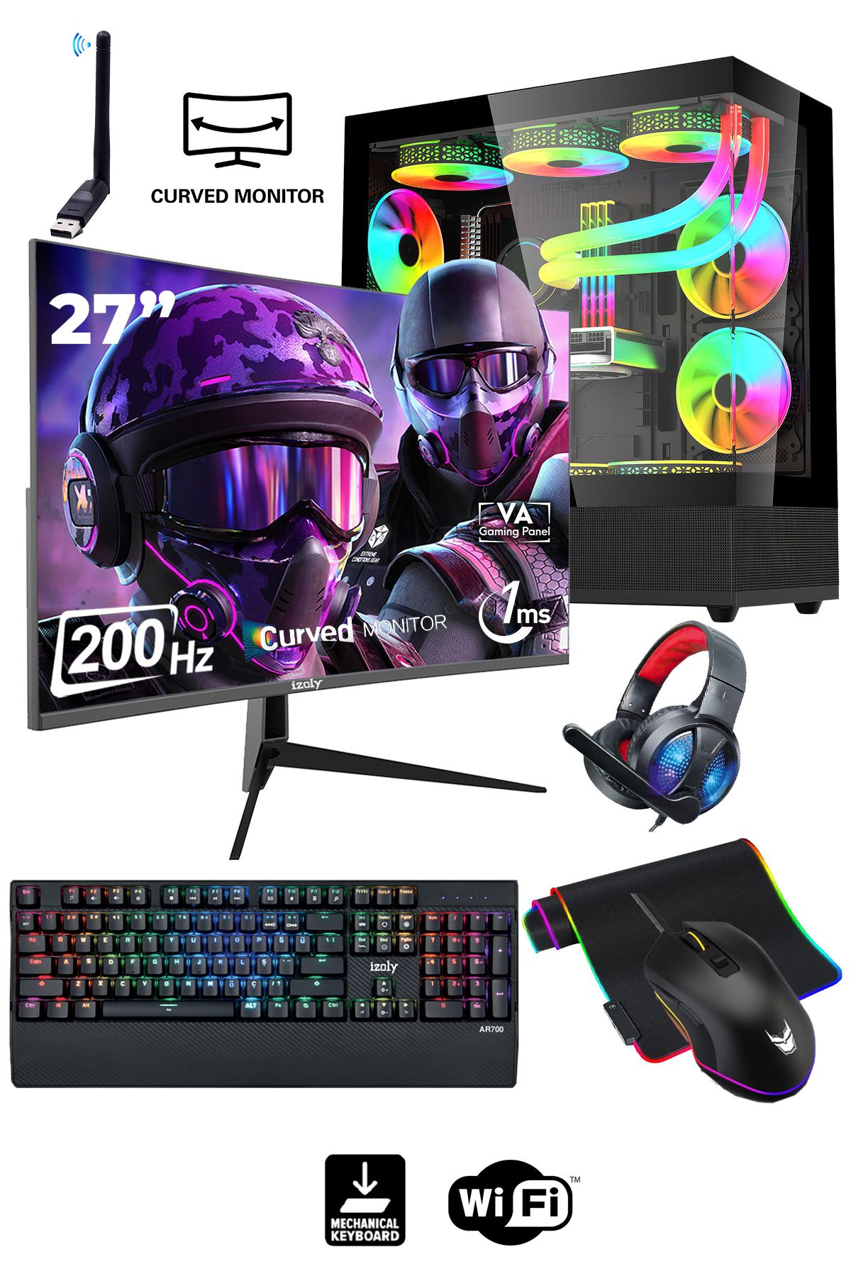 Cyber X40 i7 12700F 32GB DDR4 RAM 1TB M.2 SSD RTX4060 8GB 27" 200Hz 240MM SOĞUTMA Oyuncu Bilgisayarı