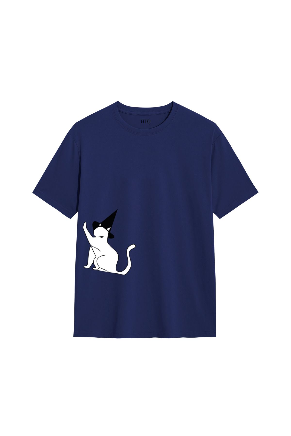 MODA COUPLE BEYAZ KEDİ Baskılı Oversize Tshirt