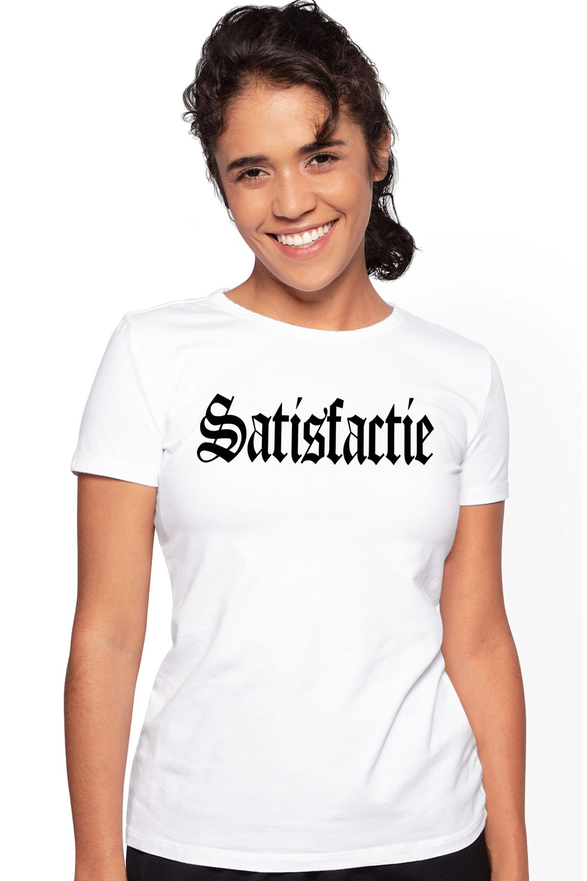 StoryGift Romania Tricou Femei Satisfactie, Mesaj Motivational, Cuvant, Text Inspirational, Self C Wht_m Femeie - L