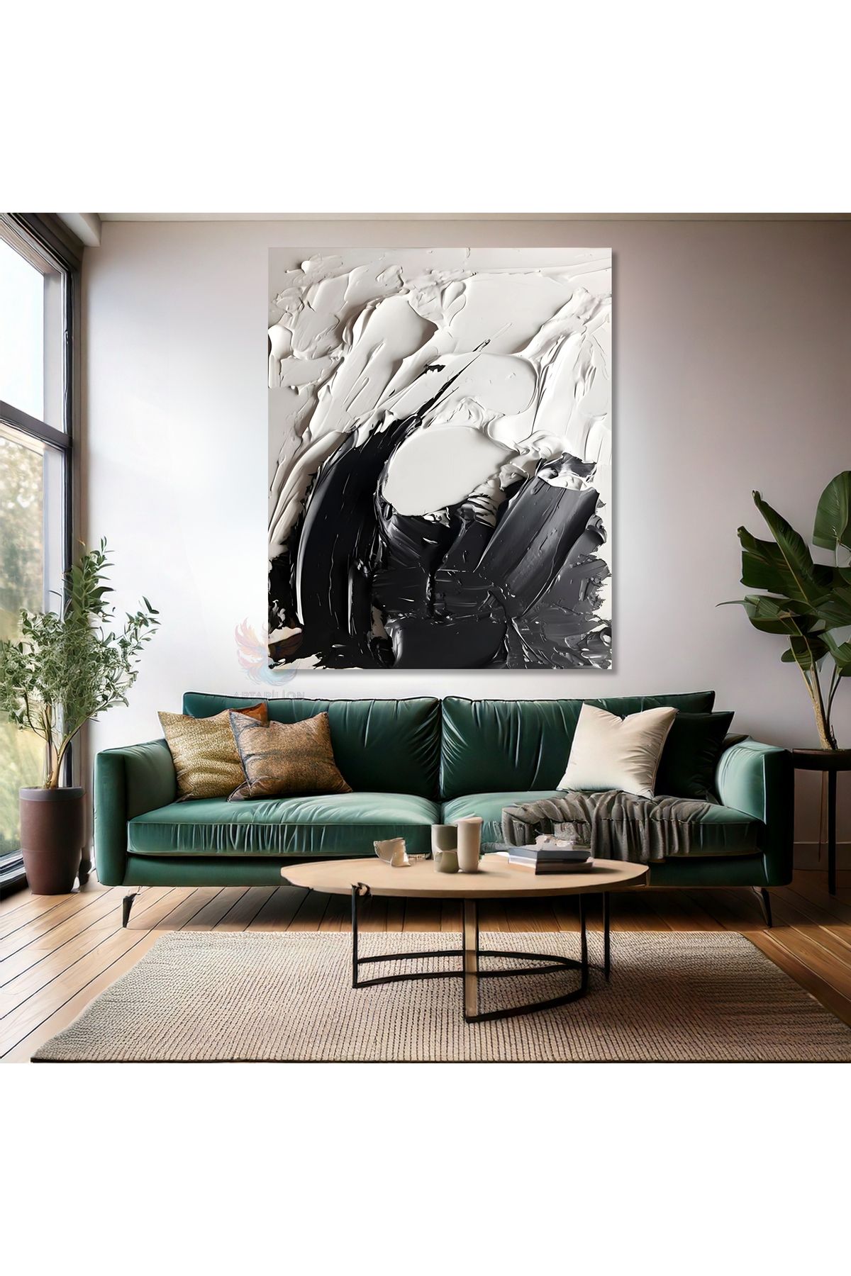 Artarilion Soyut Temalı Kanvas Tablo Modern Sade Şık Siyah ve Beyaz Salon Ev Dekorasyon Kanvas Duvar Tablosu