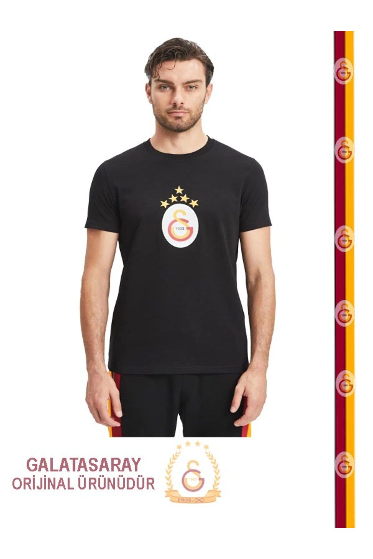 Galatasaray Orijinal Siyah 5 Yıldız T-Shirt