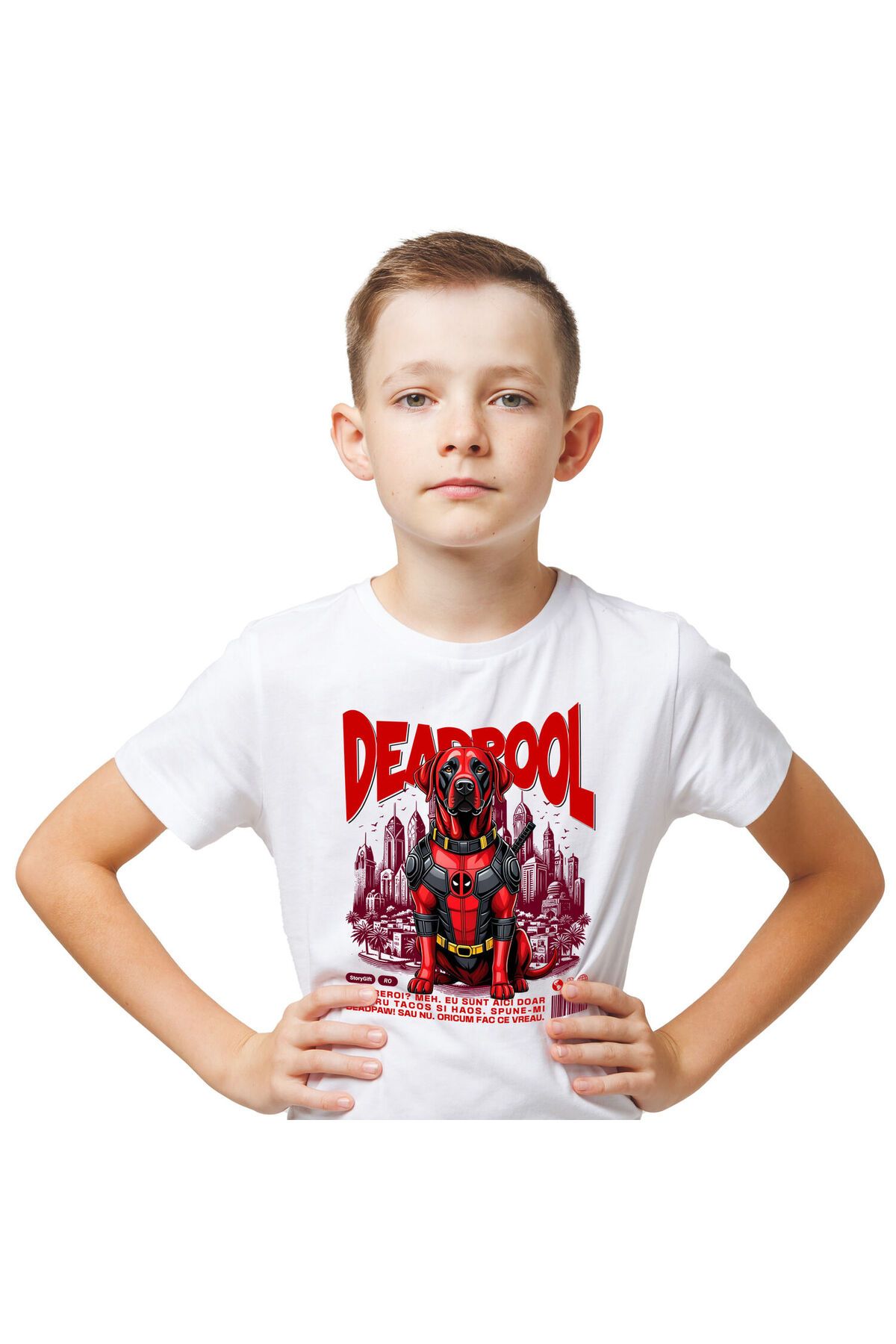StoryGift Romania Tricou Copii Cu Barbat Jucator De Baschet Saritura Minge Cos Supereroi Personaje,white_6ani Unisex - 7–8 years