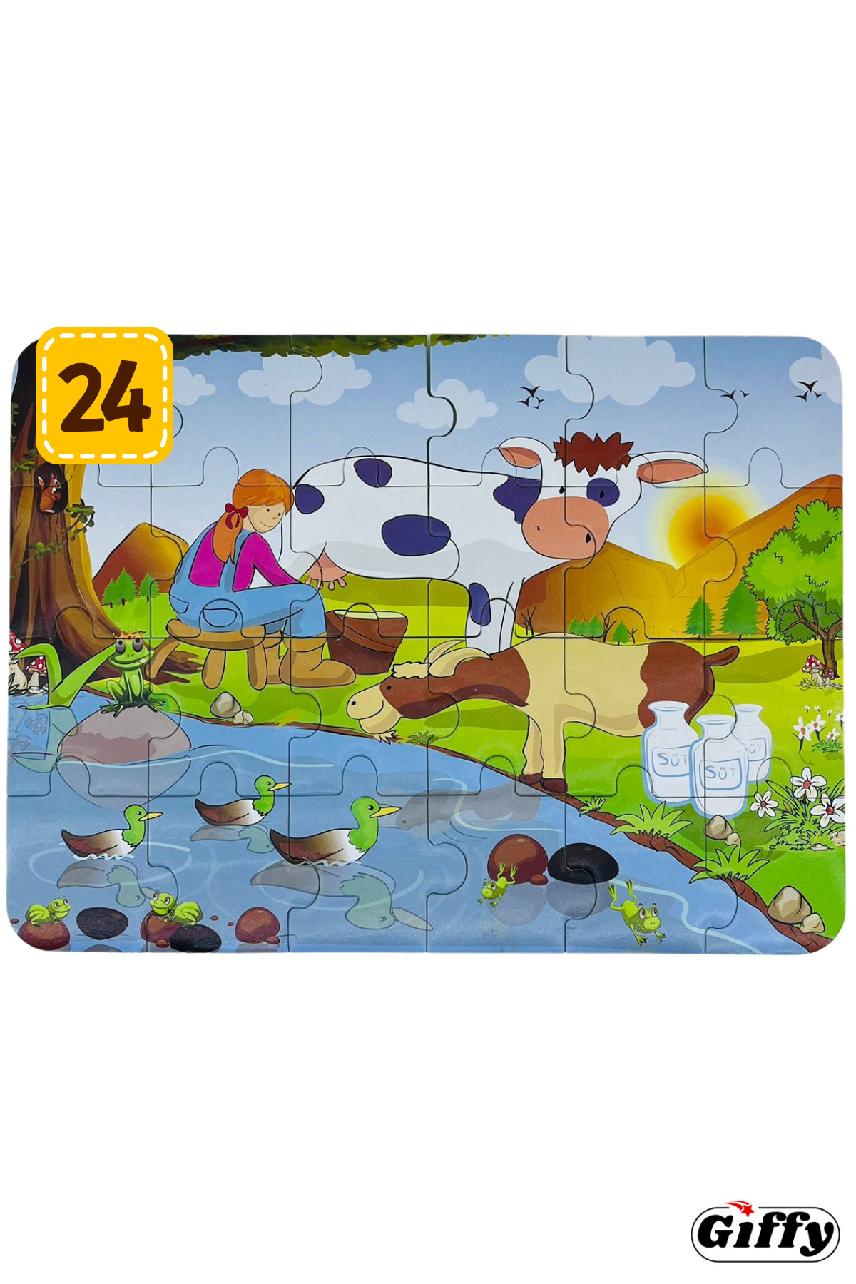 giffy Oyuncak 4'lü Süper Renkli Çiftlik Puzzle 4 Farklı Puzzle 8-12-16-24 Toplam 60 Parça Yap Boz Eğitici fotoğrafı 5 (önizleme)