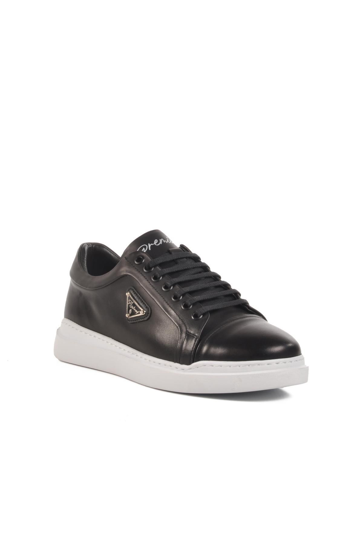 AYAKMOD Premium 2040 M Siyah-Beyaz Hakiki Deri Erkek Sneaker