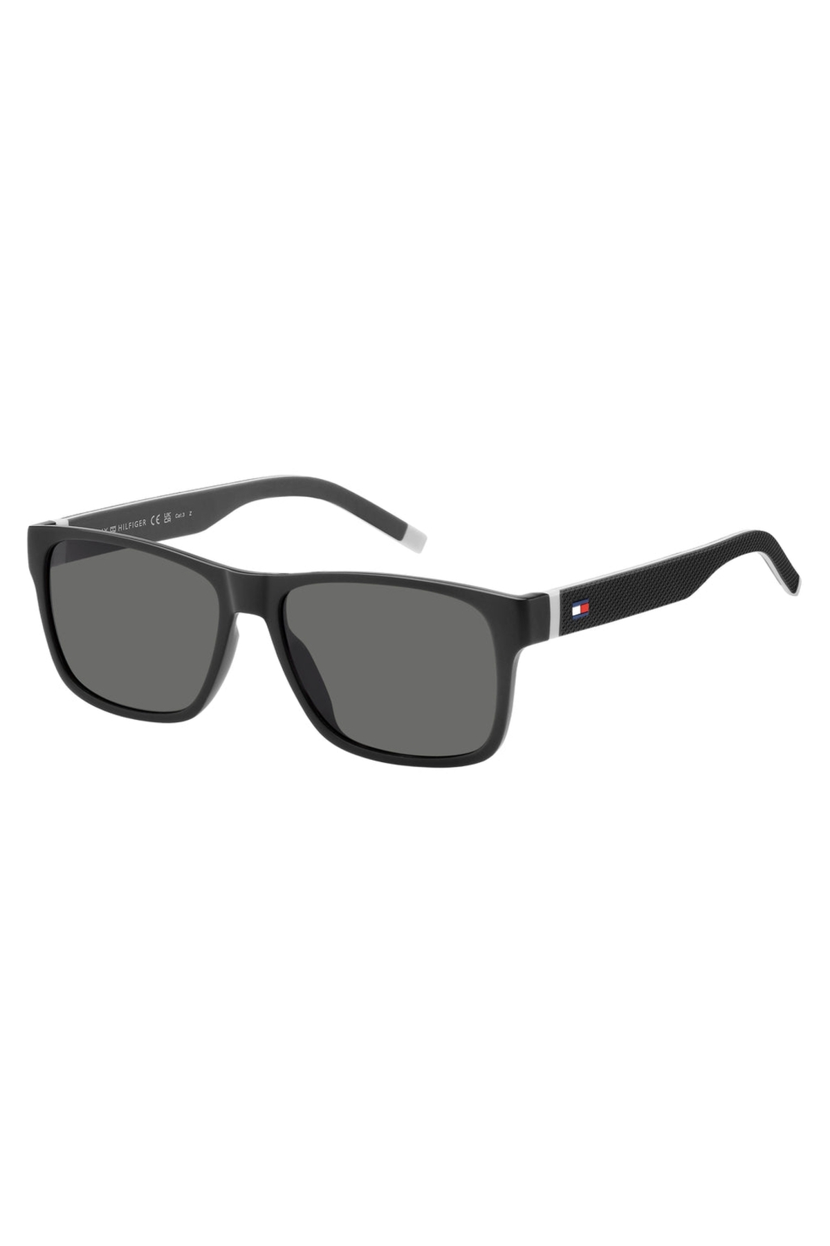 تامی هیلفیگر عینک آفتابی مردانه فریم بسته مستطیلی با لنز ارگانیک (UV) مشکی-خاکستری سلولز استات (سلولوئید)