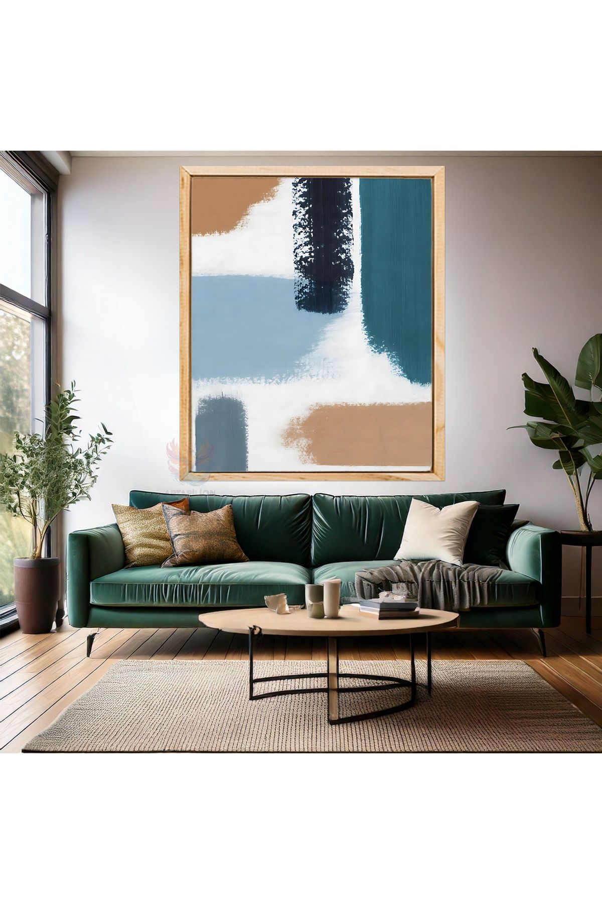 Artarilion Ahşap Çerçeveli MDF Duvar Tablosu Sade Tasarım Ahşap Çerçeveli MDF Baskı Tablo Modern Salon Tablosu