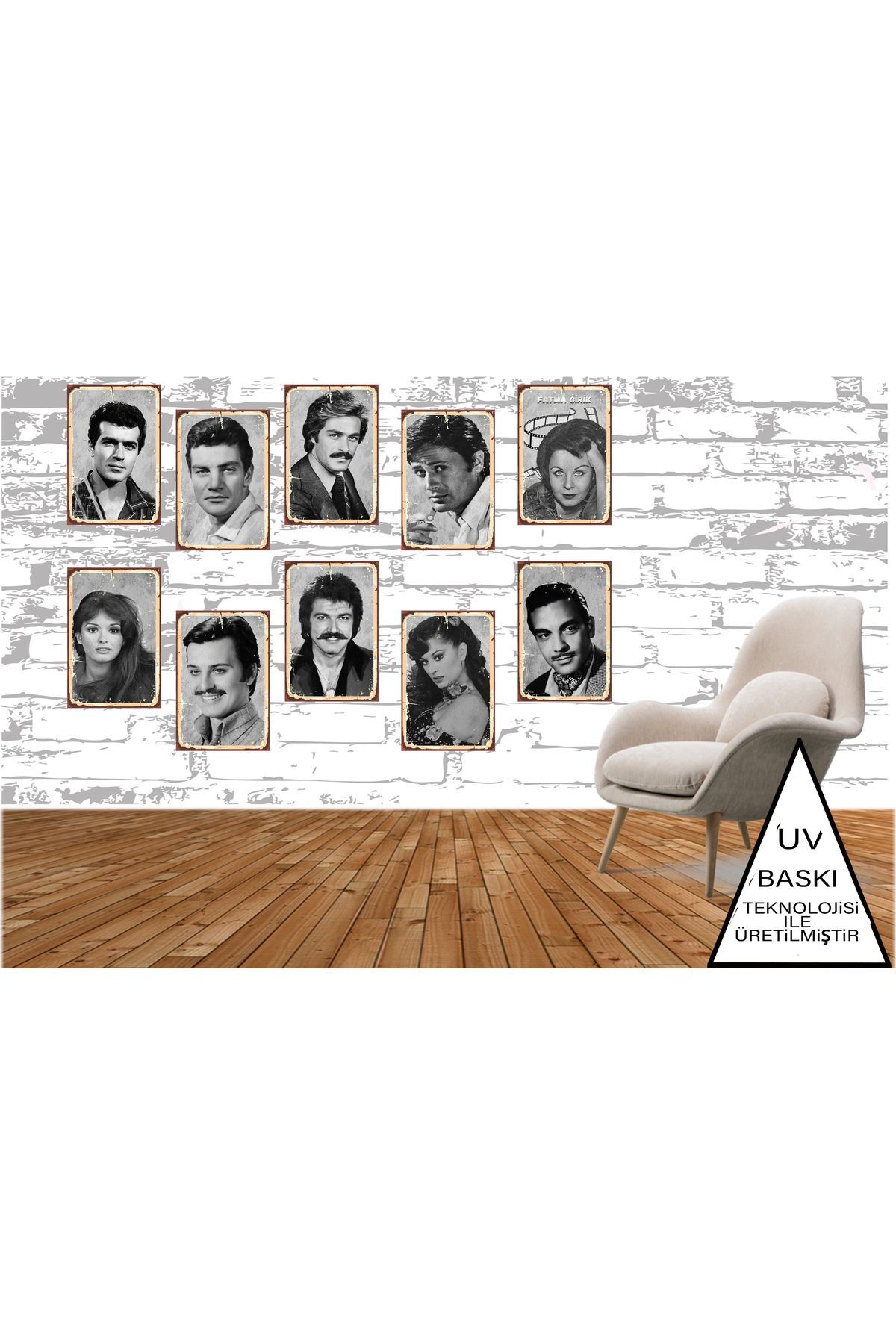 TAKIFİX Yeşilçam Ayhan ışık Cüneyt Arkın Serdar Gökhan Temalı 10 Adet Her Biri 20 x 30 CM MDF Duvar Tablosu