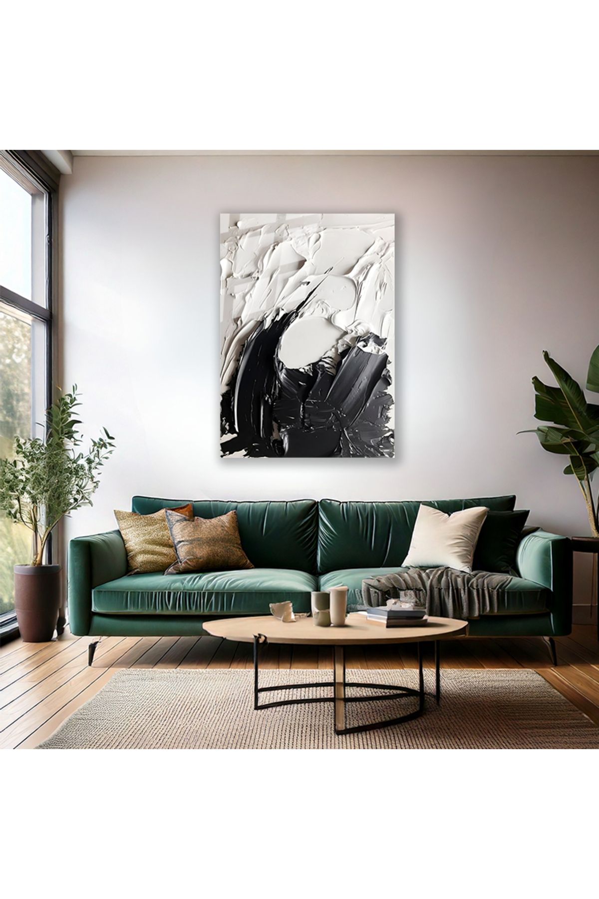 Artarilion Soyut Temalı Cam Tablo Modern Sade Şık Siyah ve Beyaz Salon Ev Dekorasyon Cam Duvar Tablosu