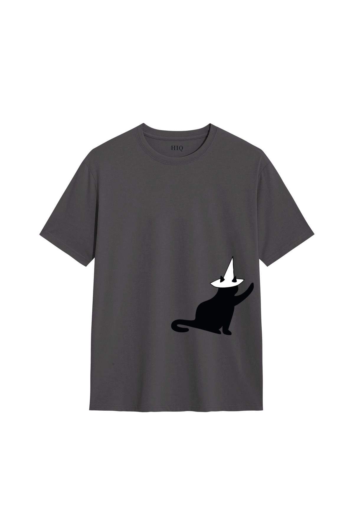 MODA COUPLE SİYAH KEDİ Baskılı Oversize Tshirt