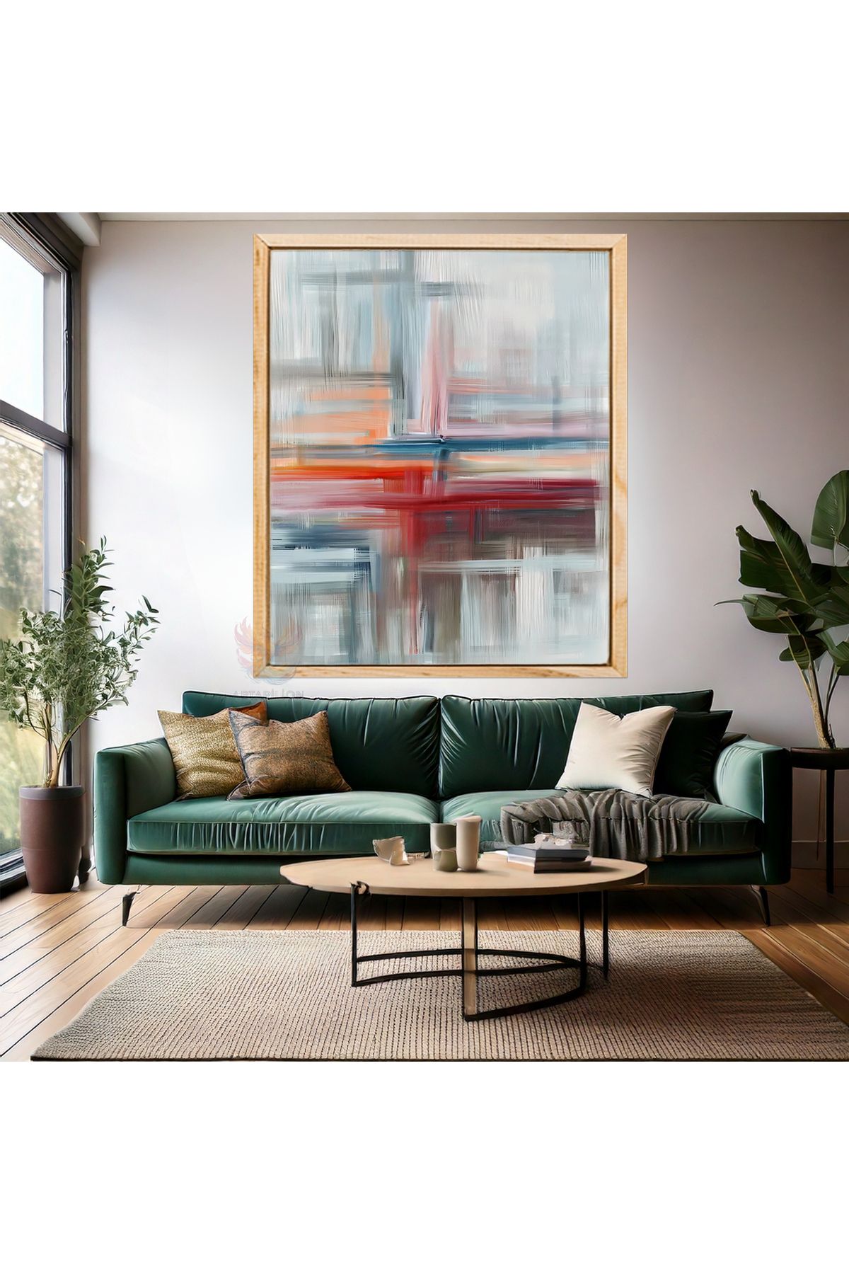 Artarilion Soyut Çizgiler Ahşap Çerçeveli MDF Tablo Duvar Tablosu Modern Ev Dekoru Çerçeveli MDF Salon Tablosu