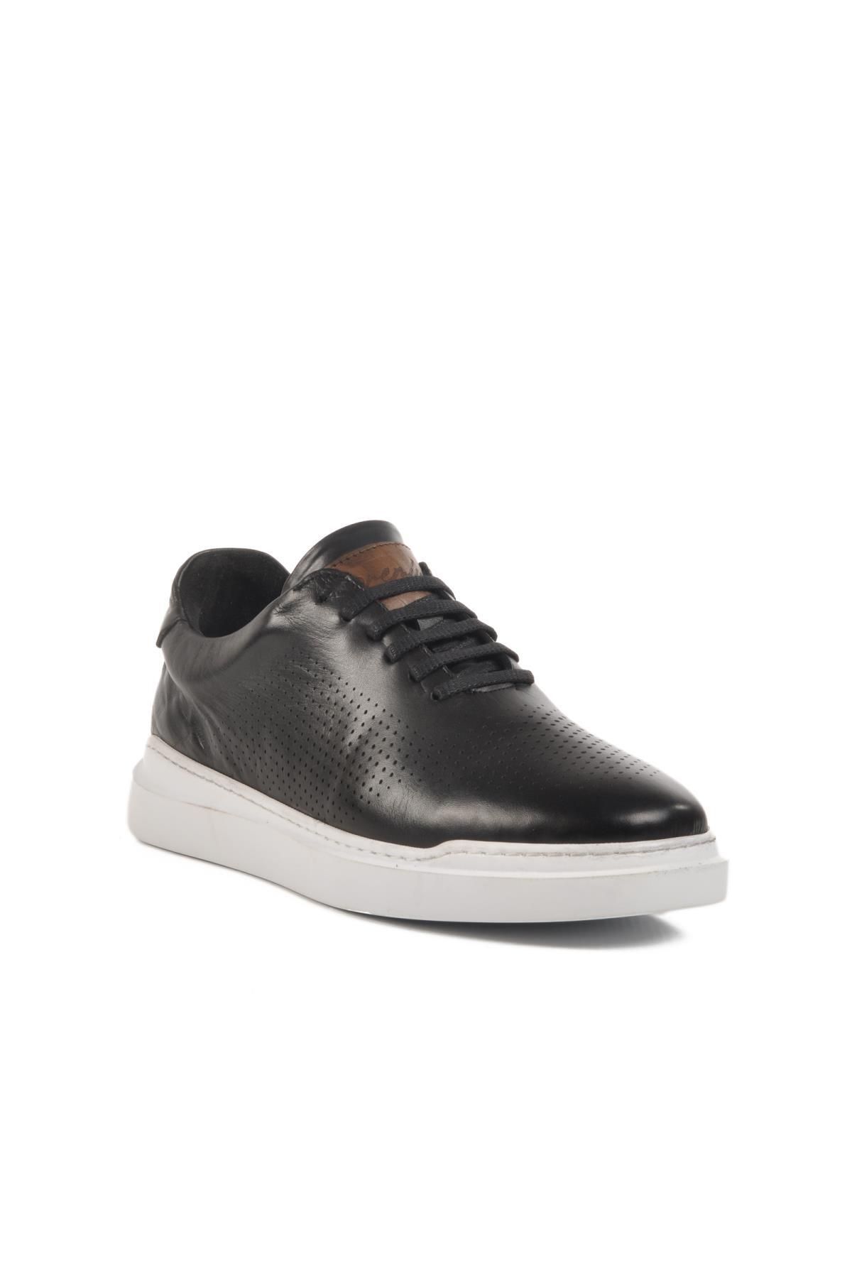 AYAKMOD Premium 411 M Siyah-Beyaz Hakiki Deri Erkek Sneaker