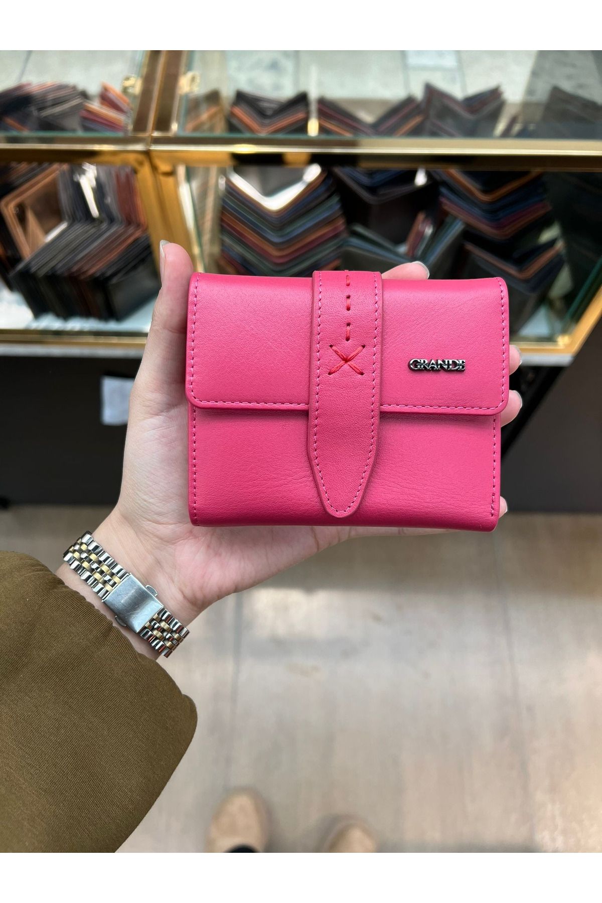 Grande Hakiki Deri Kadın Cüzdanı Pembe 2633