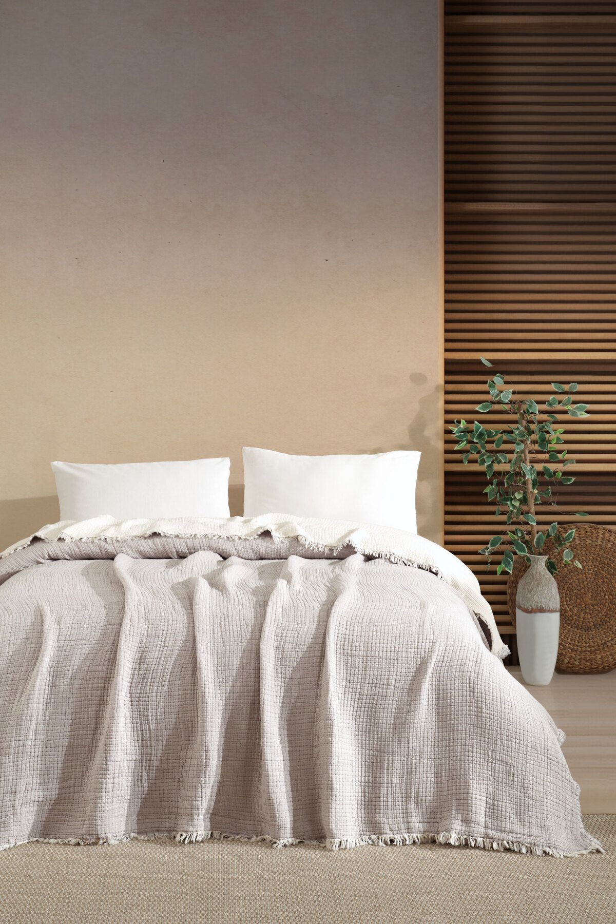 VAROL 5 Katlı %100 Pamuk Müslin Yatak Örtüsü – 230x240 cm