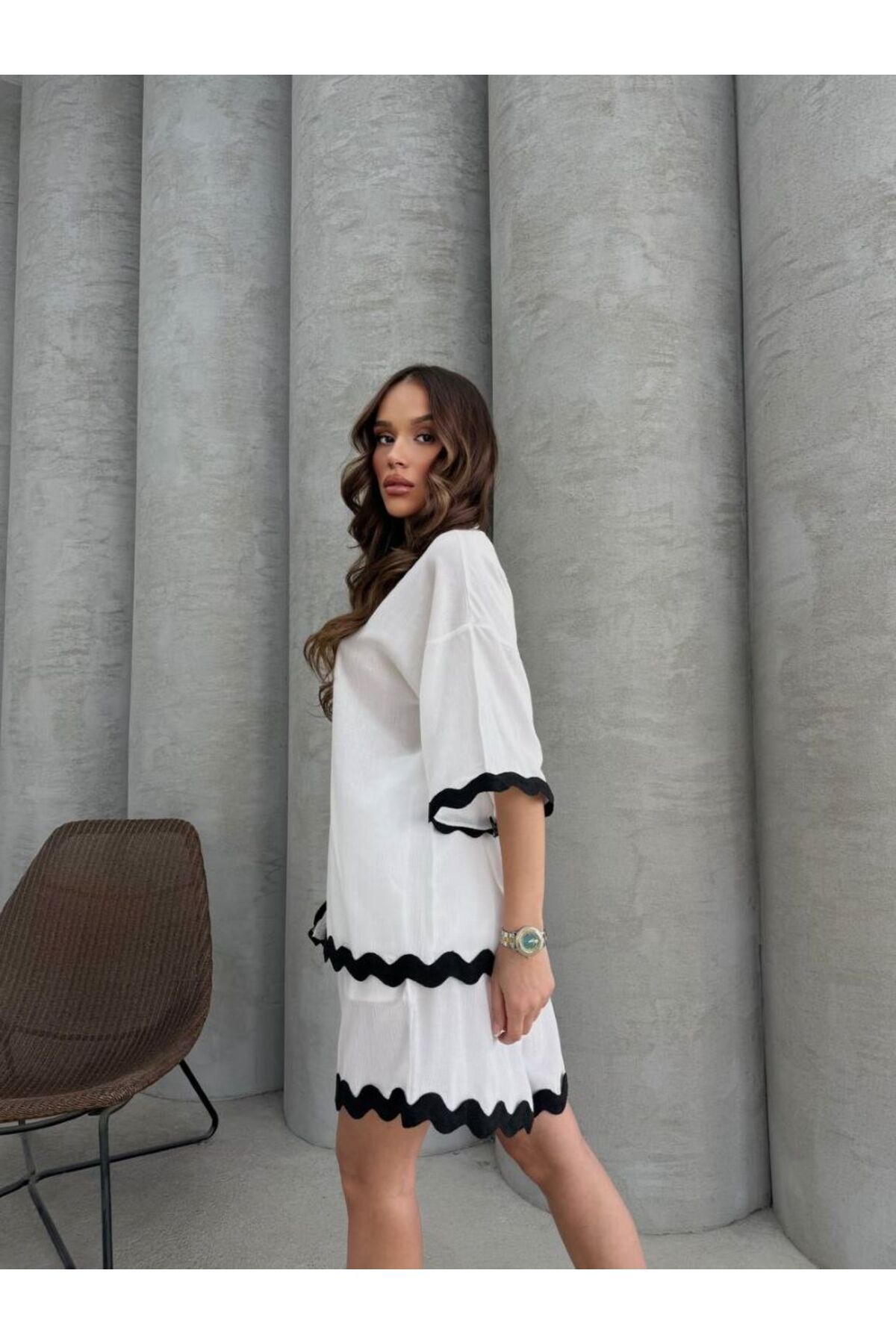jennyfer garment İTHAL KRİNKIL KUMAŞ GÖMLEK CEP DETAYLI TAKIM