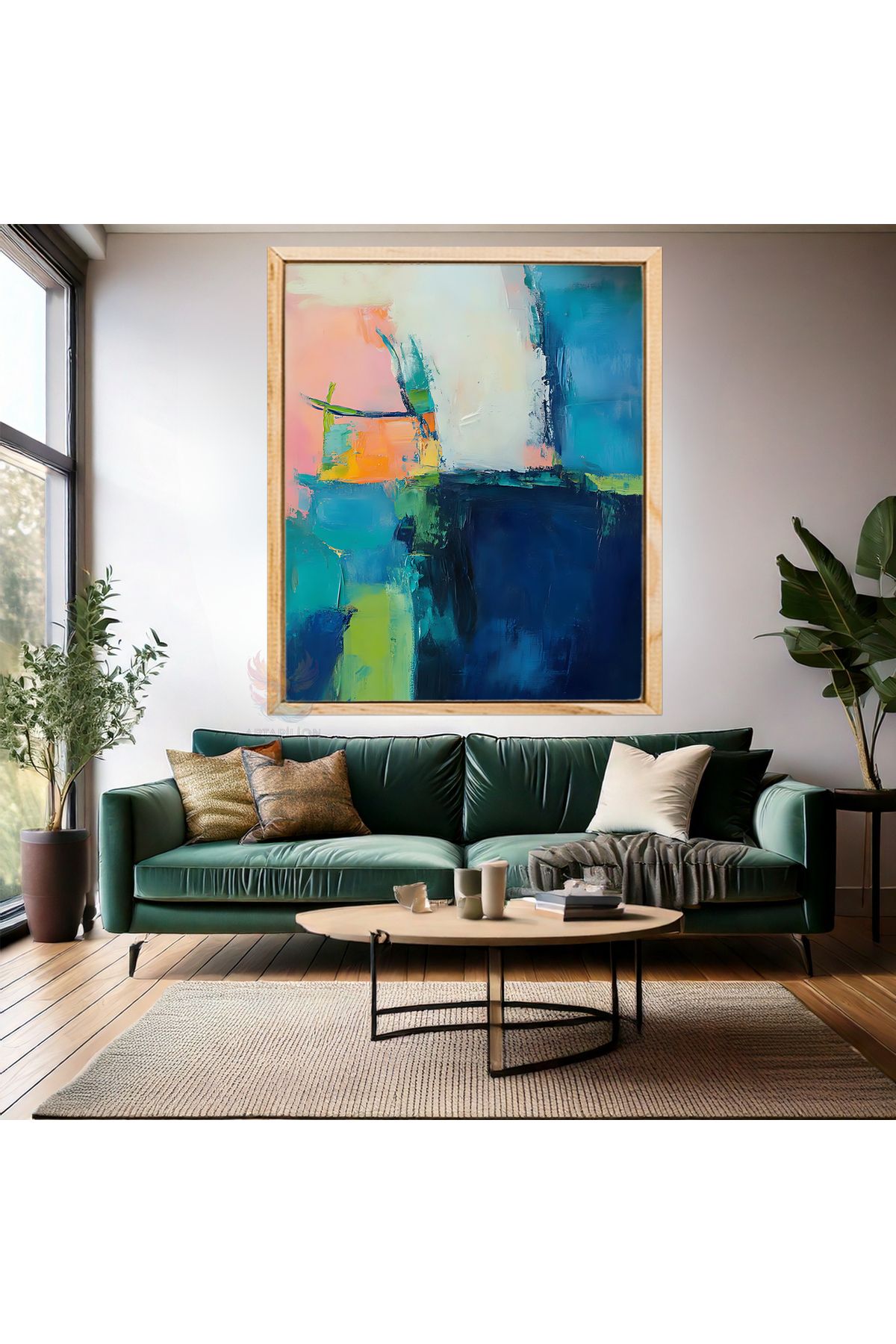 Artarilion Ahşap Çerçeveli MDF Duvar Tablosu Soyut Dijital Baskı Salon Tablosu Modern Tasarım Tablo Ev Dekoru
