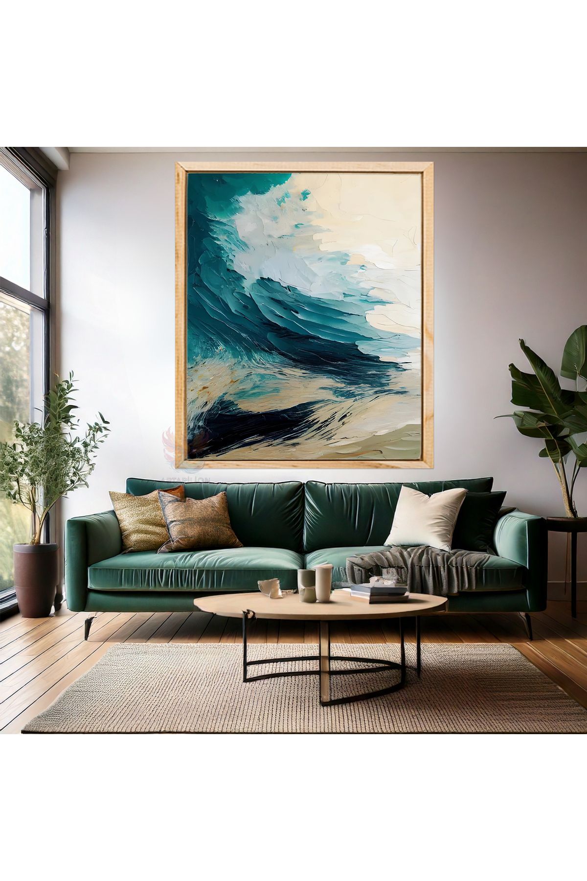 Artarilion Soyut Şık ve Sade Fırça Darbeleri Ahşap Çerçeveli MDF Tablo Modern Tablo Salon Ev Duvar Tablosu