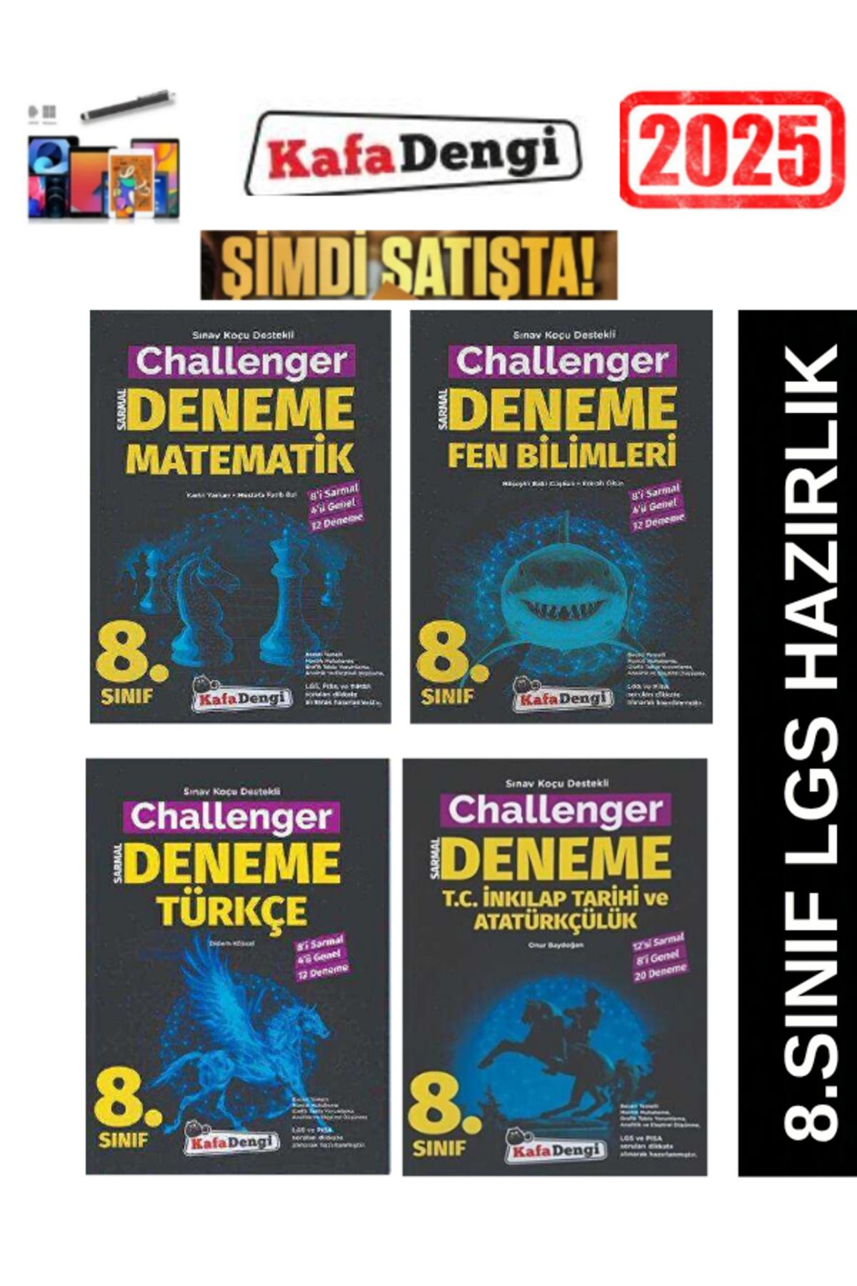 Marsis Yayınları KAFADENGİ 8.Sınıf Matematik12-Fen12-Türkçe12-İnk.Tarihi 20 li Branş Deneme Seti+Kalem