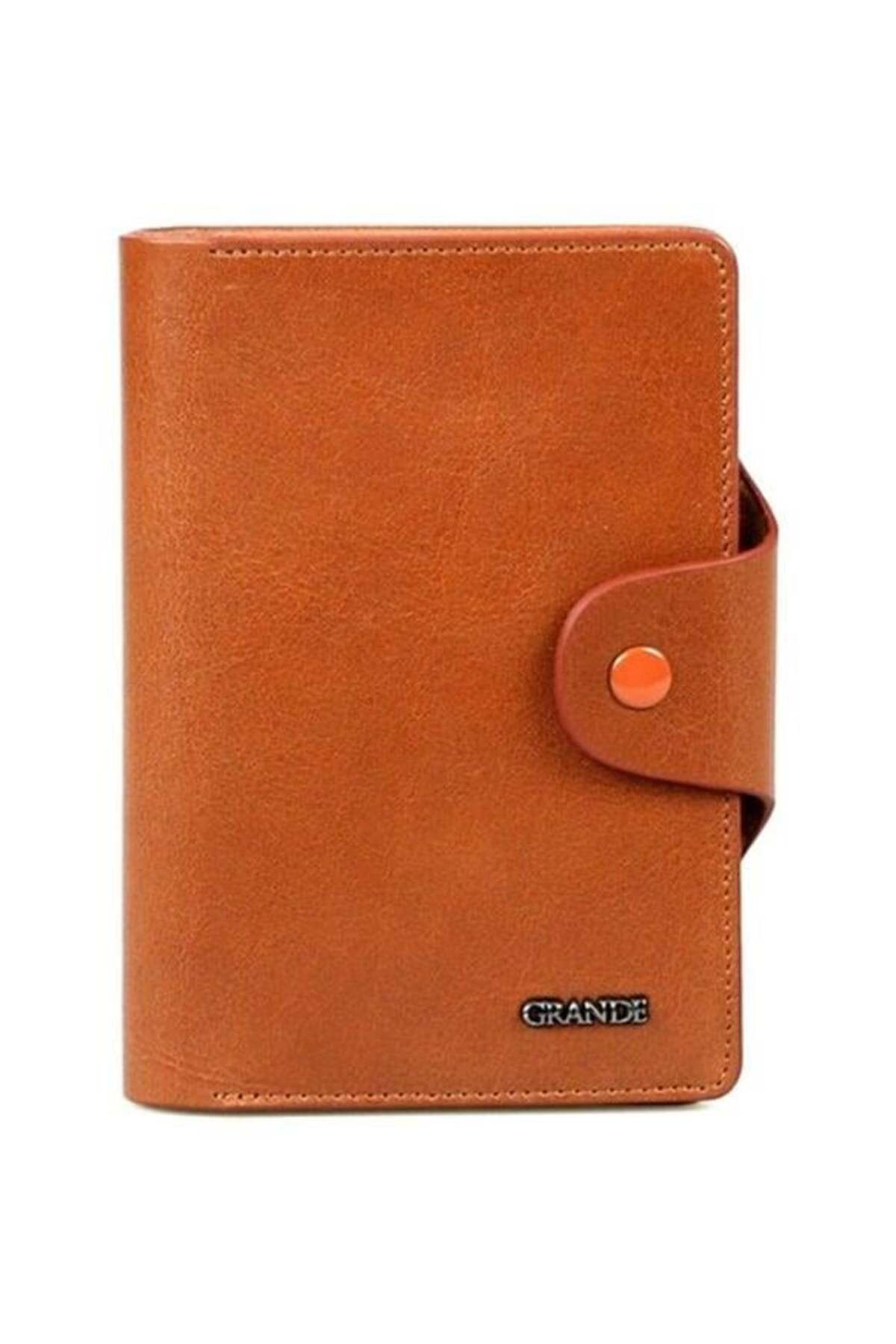 Grande Hakiki Deri Orta Boy Unisex Cüzdan Taba 2745
