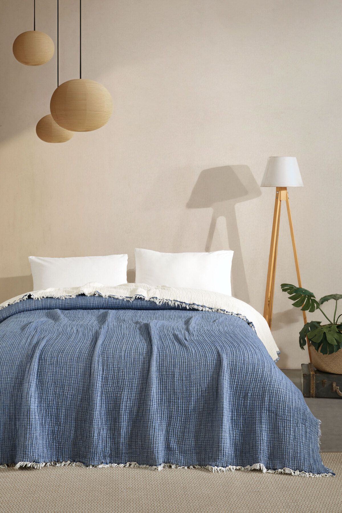 VAROL 5 Katlı %100 Pamuk Müslin Yatak Örtüsü – 230x240 cm