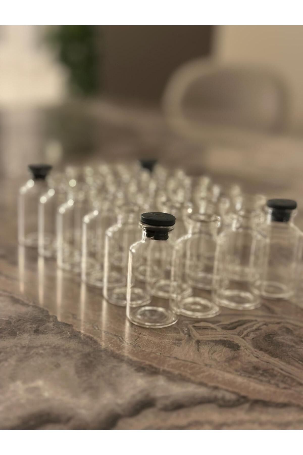 The Byzia 20CC Özel Günler İçin Hediyelik Cam Şişe 24 Adet Set Plastik Tıpalı Cam Şişe 20cc