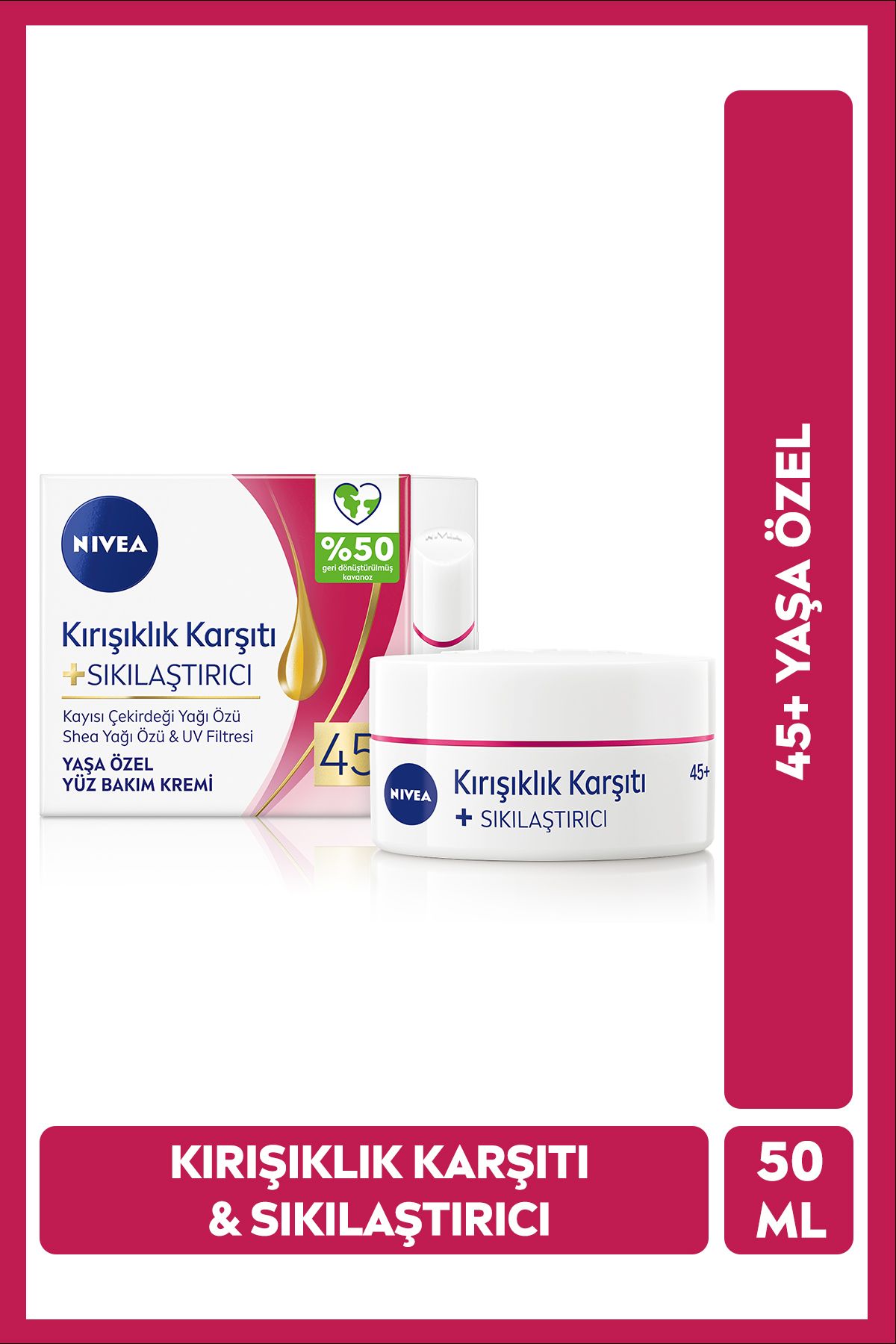 NIVEA Kaz Ayağı Kırışıklıklarını Giderici ve Önleyici Sıkılaştırıcı Yüz Bakım Kremi 50ml