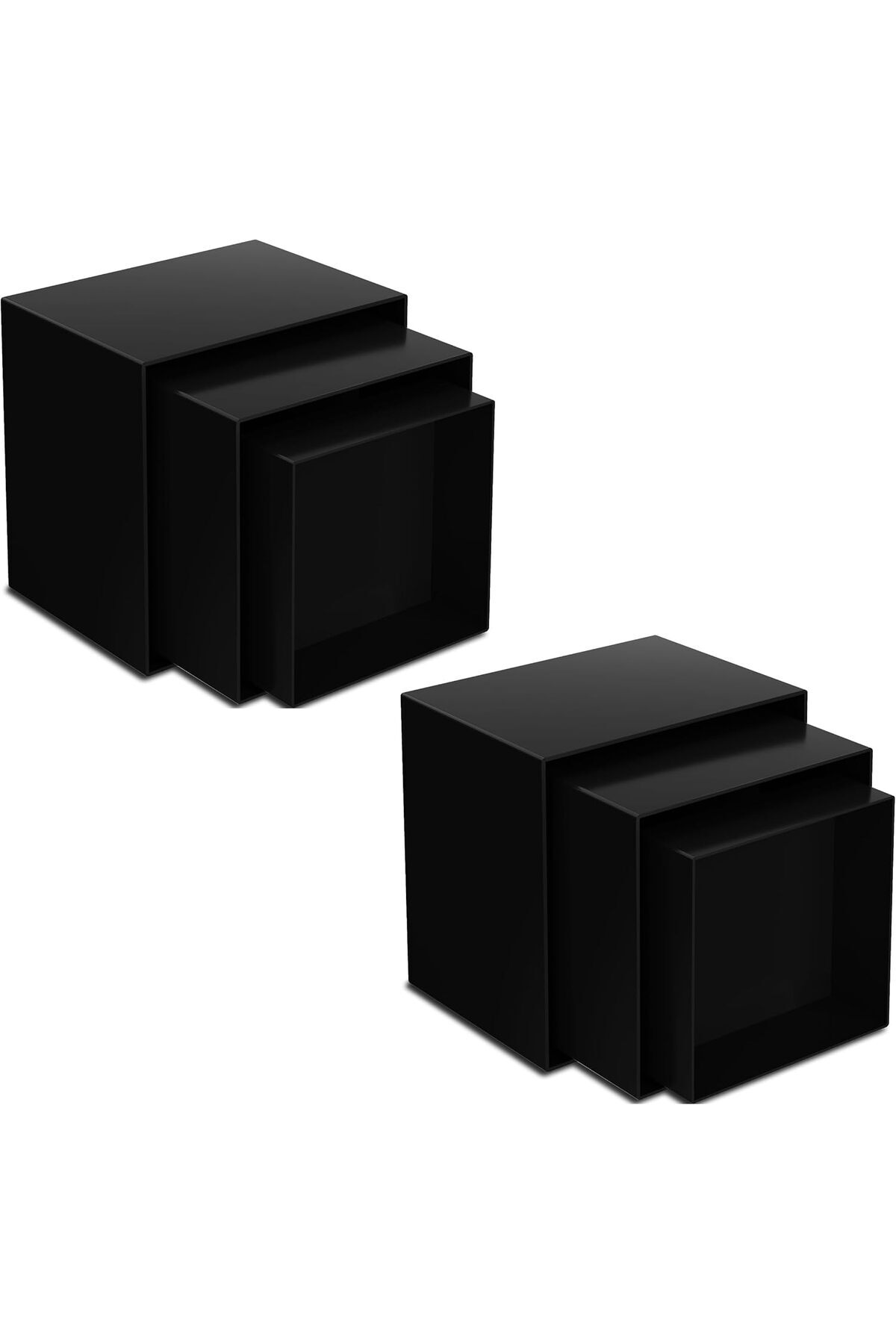 Generic-6PCS Black Acrylic Cube Display Nesting Risers Food Display Risers Acrylic Boxes Stand Shelf 6