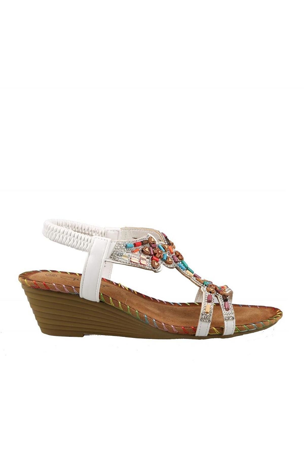 Guja 25y151-6 Kadın Taşlı Dolgu Topuklu Lastikli Comfort Sandalet