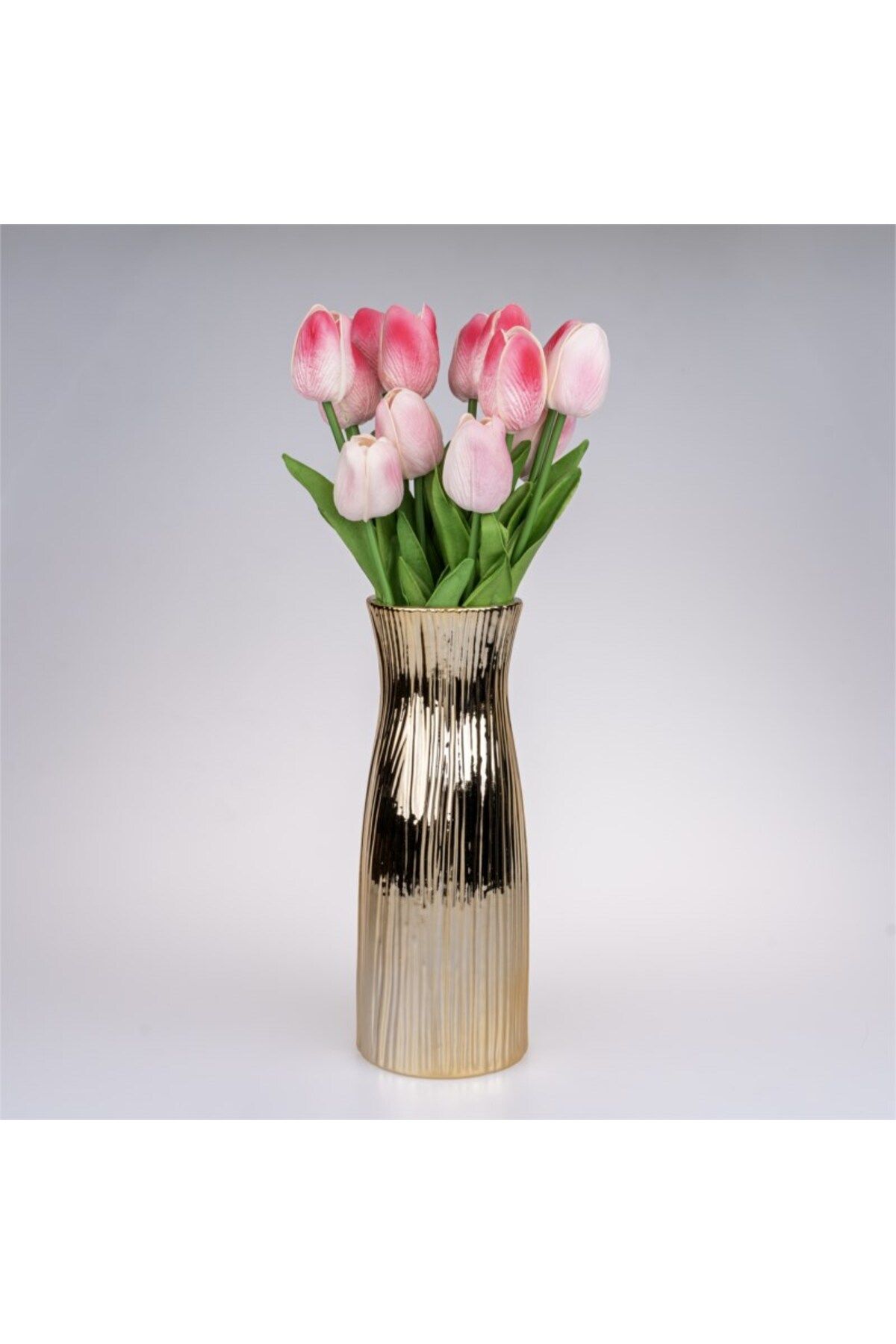 Hinora Seramik 24 Cm Çizgili Dekoratif Vazo 24x9x9cm