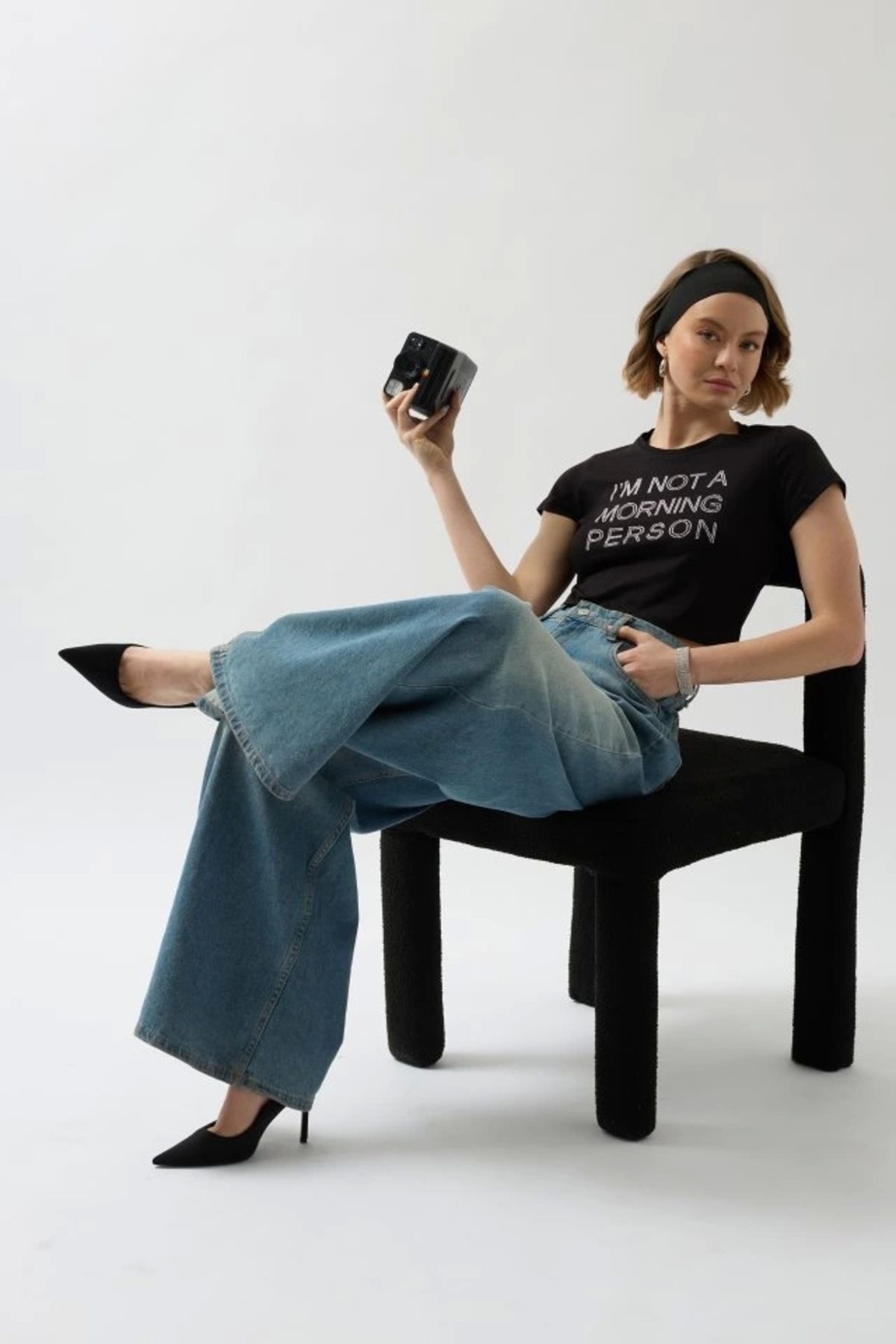 Kaplan Taş Detay Crop T-Shirt