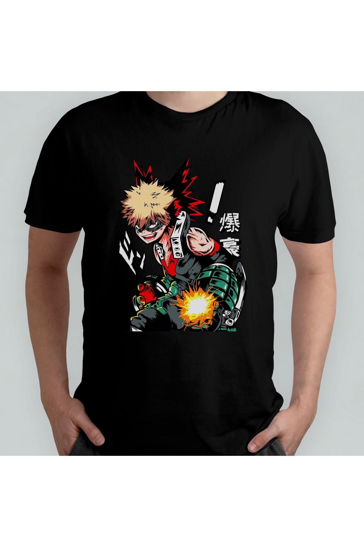Pixxa My Hero Academia Katsuki Bakugo Unisex %100 Pamuklu Bisiklet Yaka T-Shirt Model 5