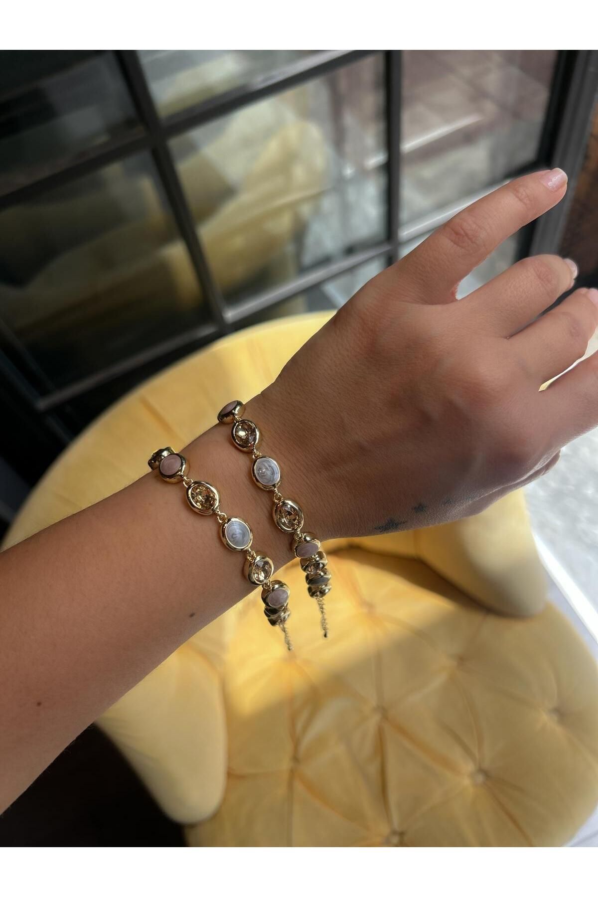 Bennu Design Jewelry Taşlı Çelik Bileklik