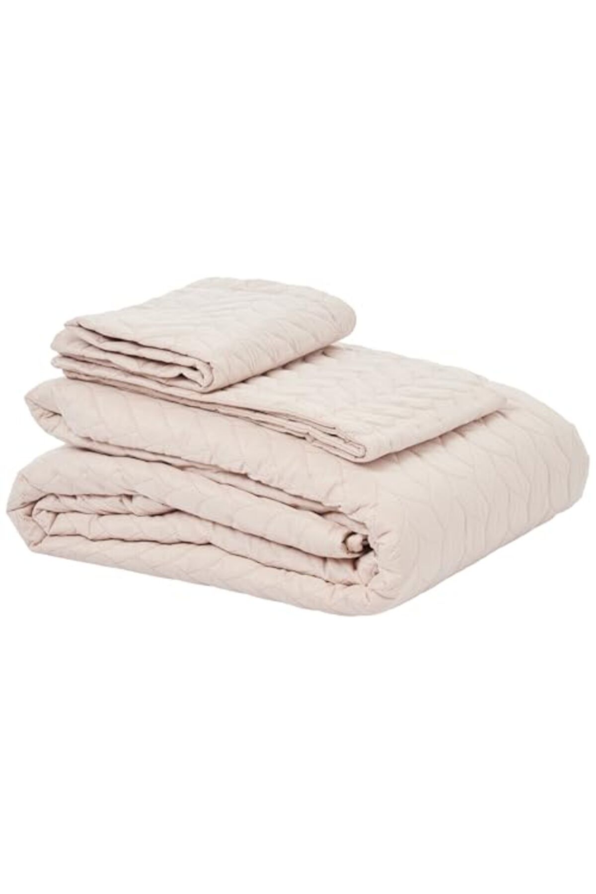 ShopZum Glory Örgü Desenli%100 Polyester Yatak Örtüsü Seti, Pudra, Çift Kişilik