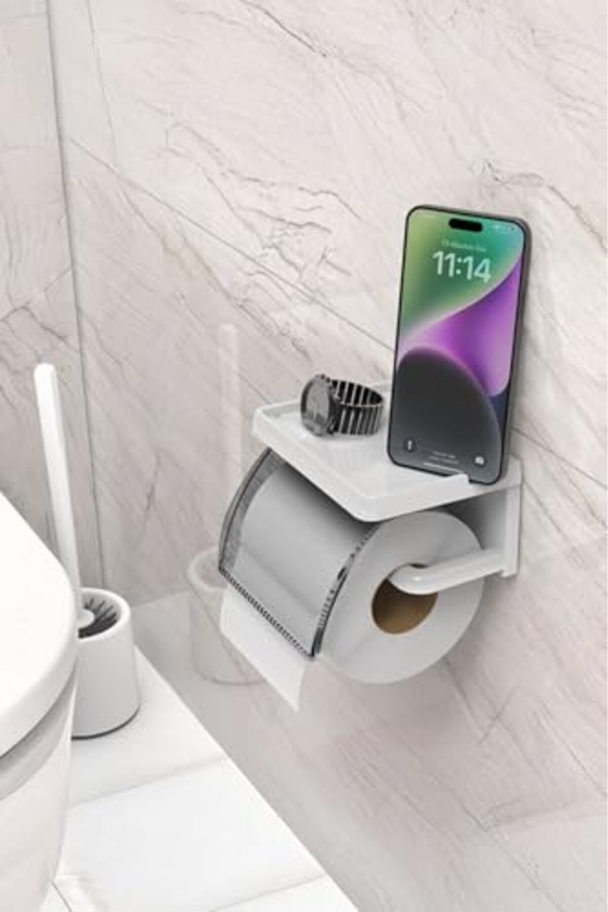 ShopZum Sas Haus Yapışkanlı Kapaklı Tuvalet Kağıdı Askısı Banyo Tuvalet Kağıtlığı Aparatı Peçetelik Organiz