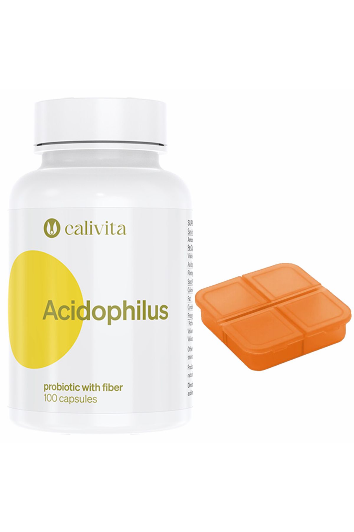 Calivita Set De Suplimente Alimentare Și Cutie De Pastile Acidophillus Cu Probiotice Și Fibre (100 Capsule) - Calivita - One Size