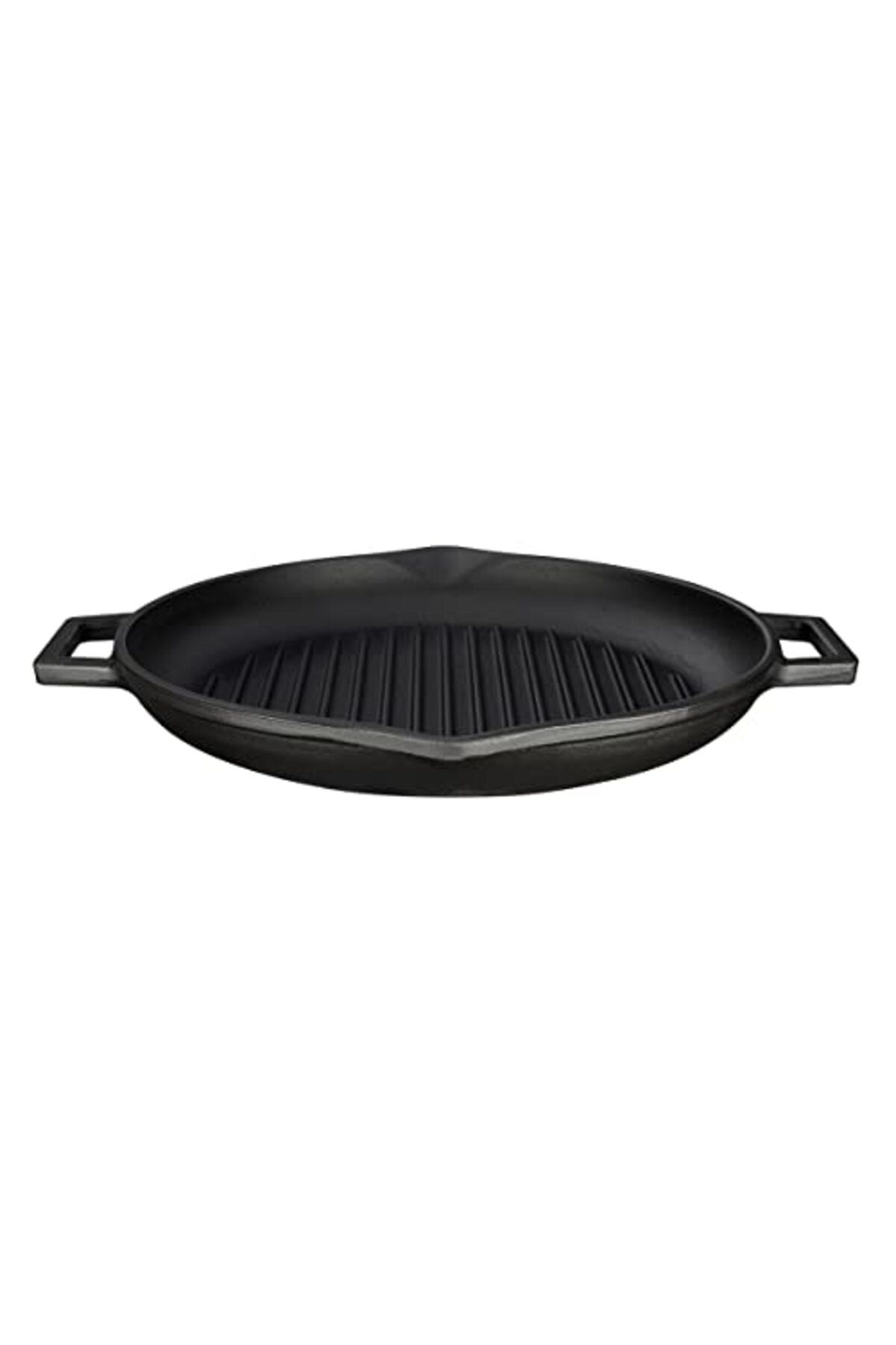 ShopZum Lava Döküm Yuvarlak Izgara Tava, Metal Kulplu, 26Cm, Siyah