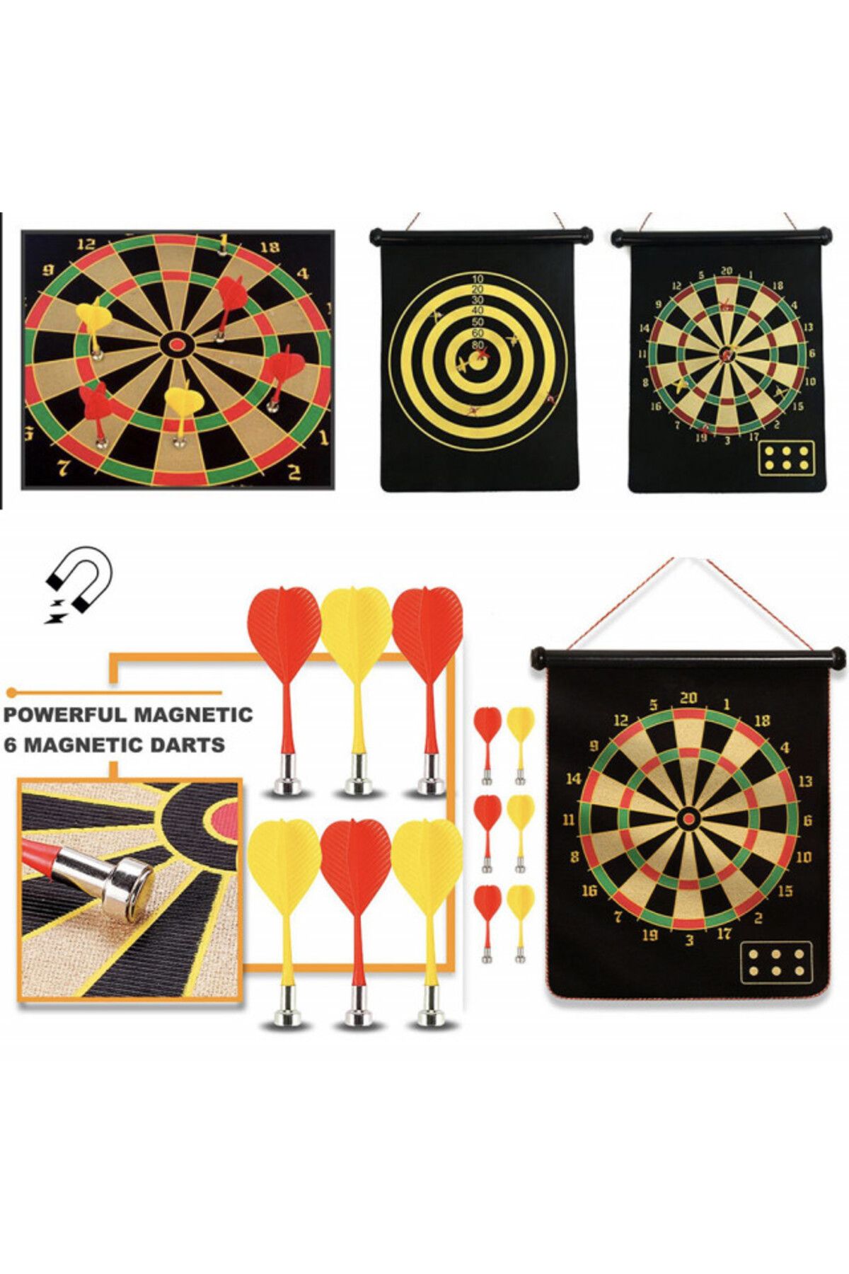 PUFO-2-in-1 Magnetic Dart Board For Children And Adults, With 6 Darts Included 5