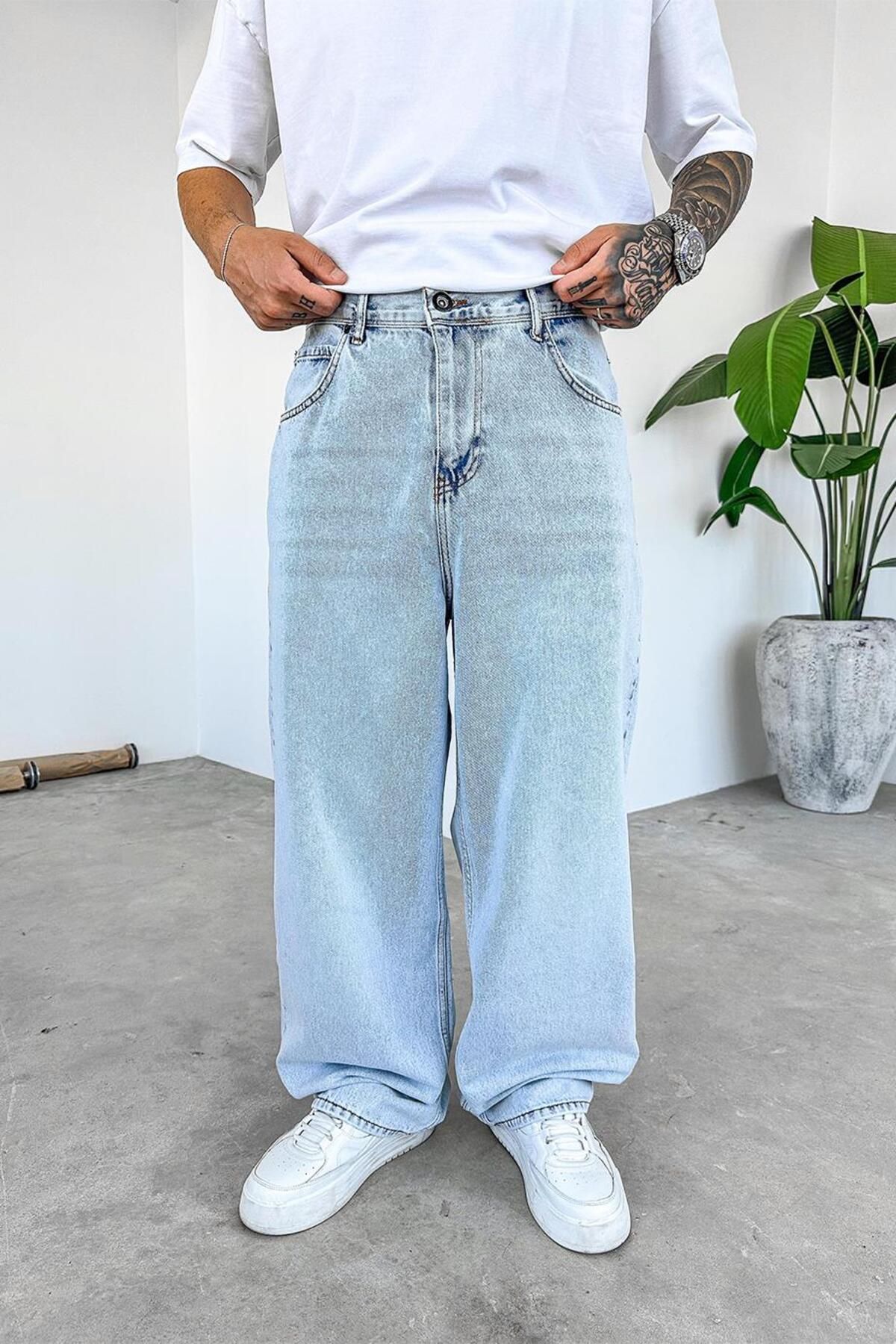 HAFKAGİYİM Açık Buz Mavi Basic Old School Baggy Pantolon