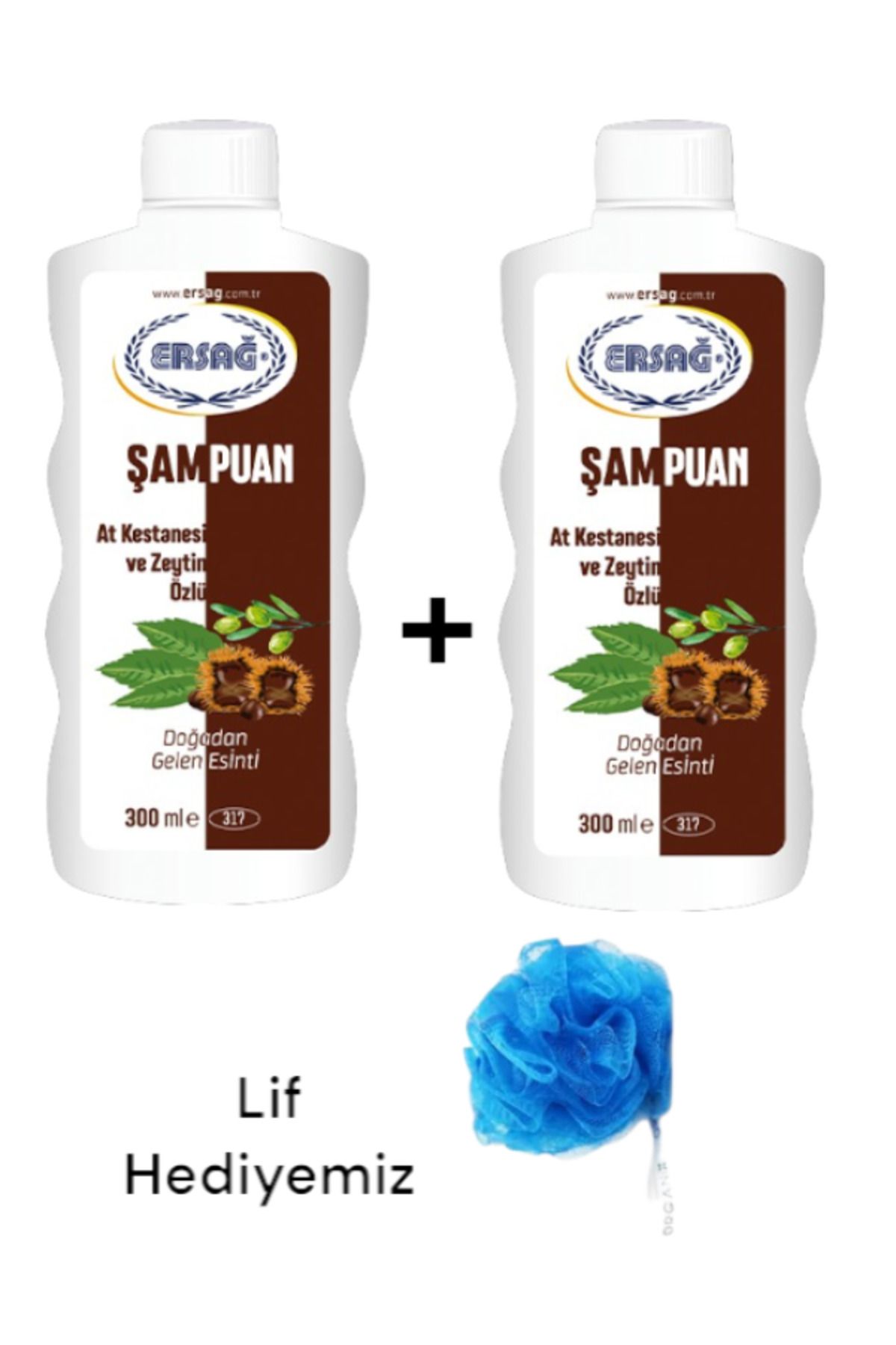 Ersağ At Kestanesi ve Zeytin Özlü Şampuan 300 ML 2xadet - ( Lif Hediye'li ) 317-25
