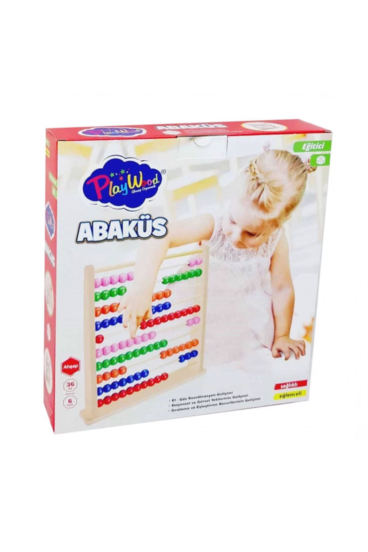 Play Wood AHŞAP BÜYÜK ABAKÜS 6 RENK 36M+