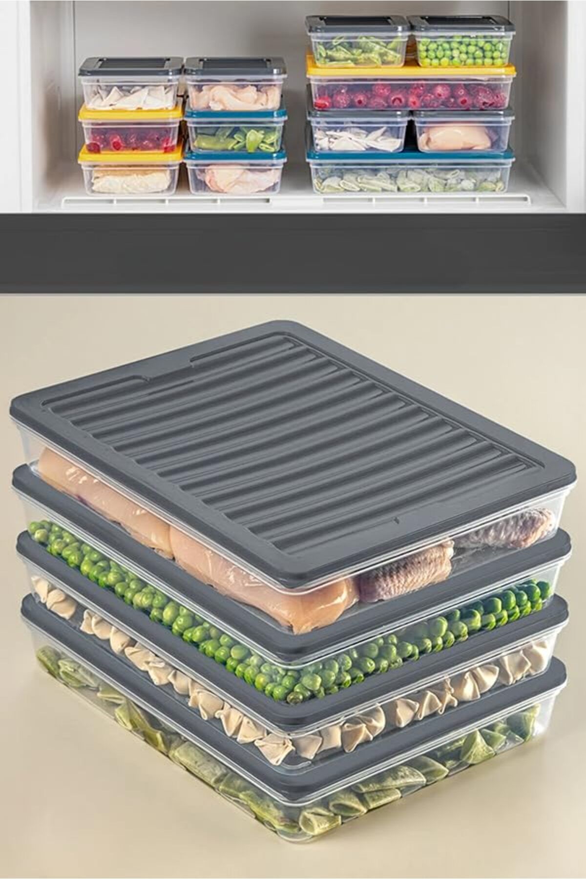 ShopZum Orret Home 4 Adet Buzdolabı Organizeri, Buzdolabı İçin Çok Amaçlı Saklama Kabı, Fresh Box, Şeffaf
