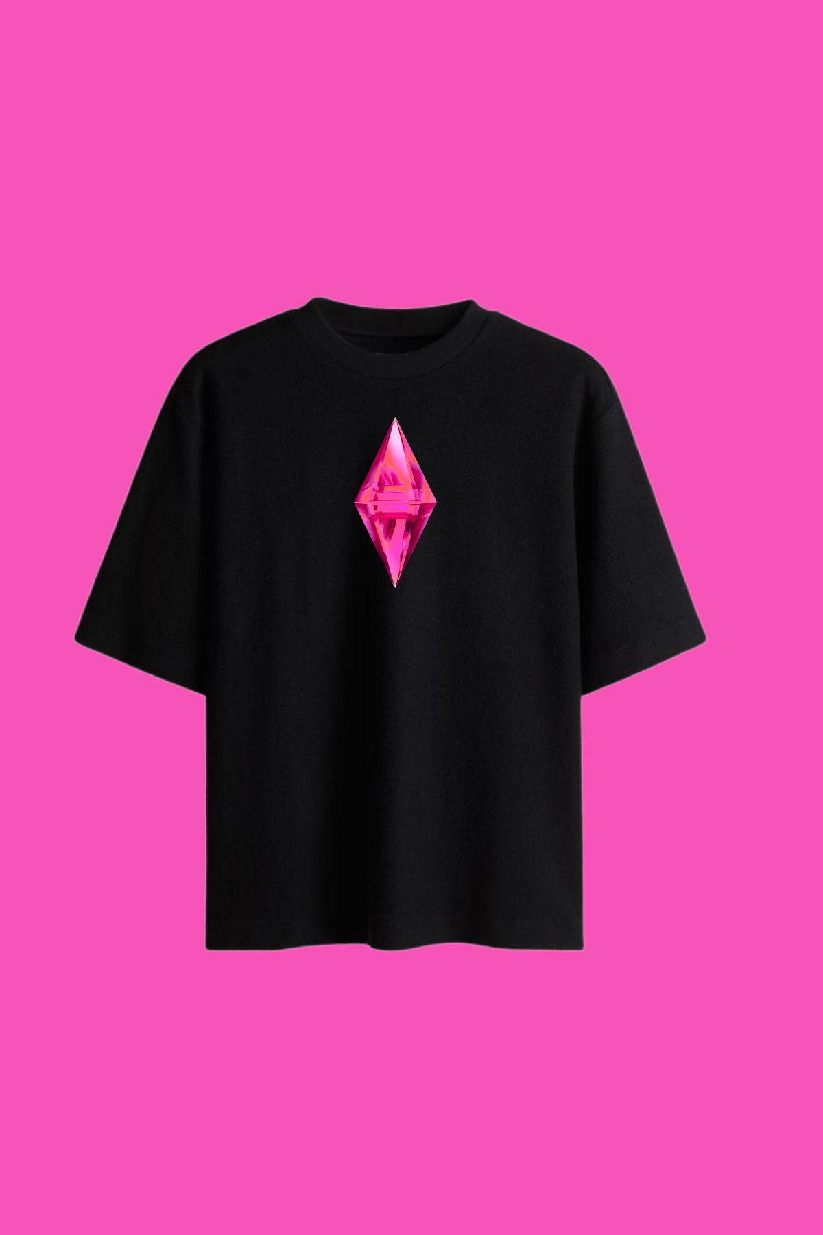 Dupe Design Elmas Baskılı Oversize T-shirt