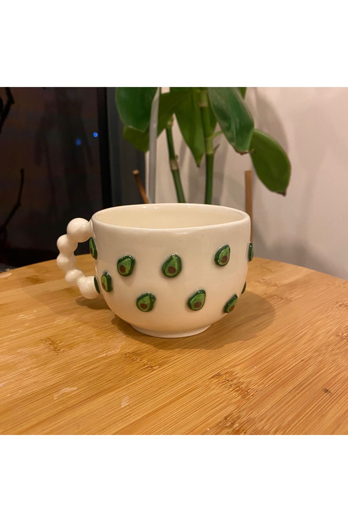 LİMUS Avakado Kabartmalı Seramik Kupa 230ml