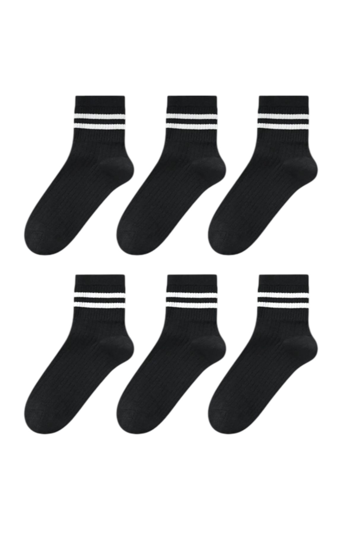GRİMNİR SOCKS Unisex 6’lı Çizgili Tenis Çorap