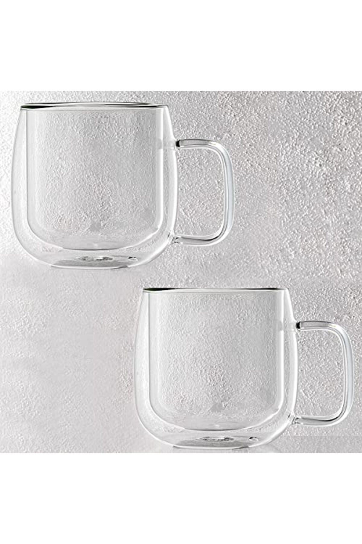 ShopZum Glory Double Wall Çift Çidarlı Kulplu 2Li Bardak 350 Ml